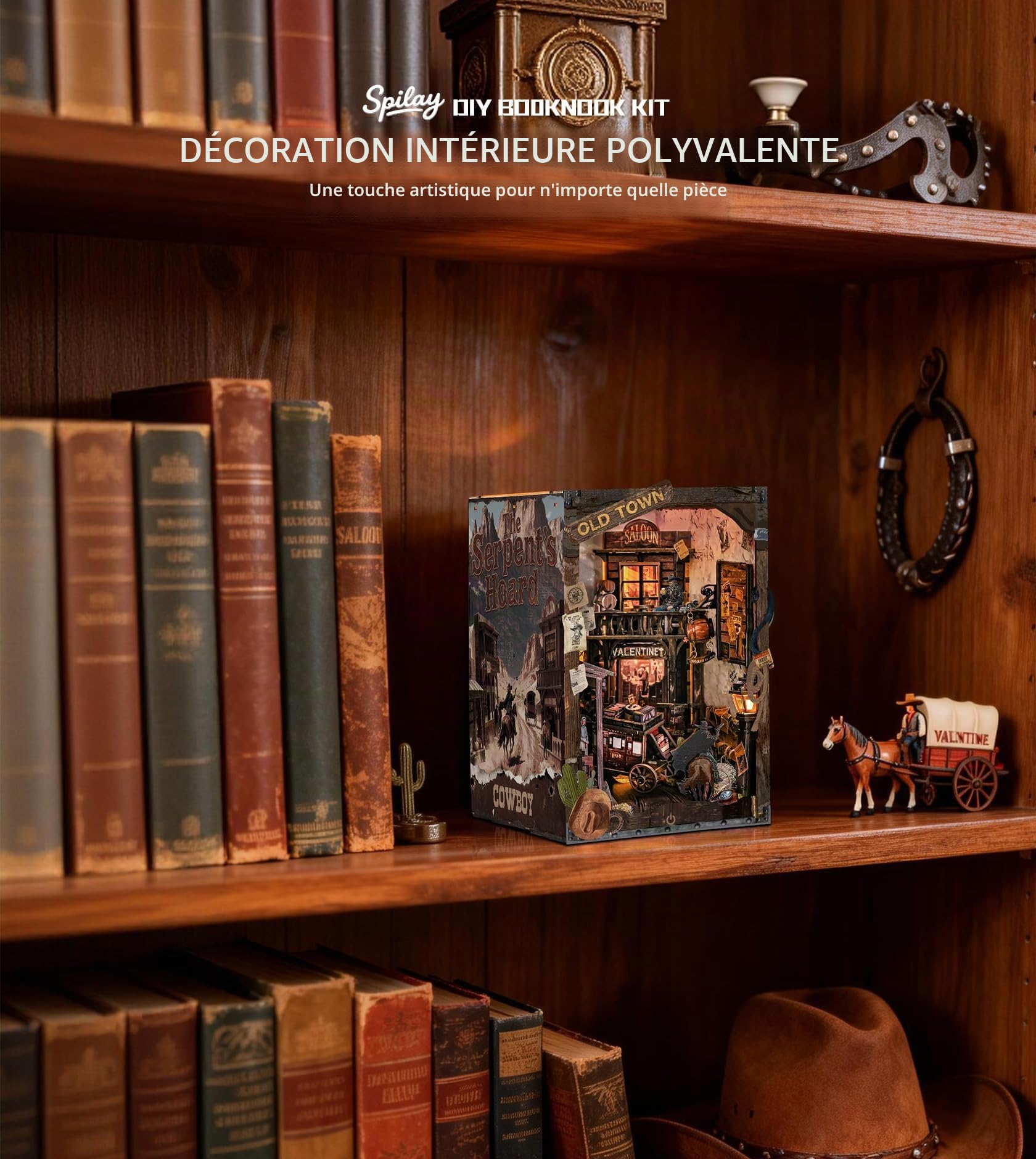 Spilay Book Nook, Ville de l’Ouest Vintage Maison Miniature DIY
