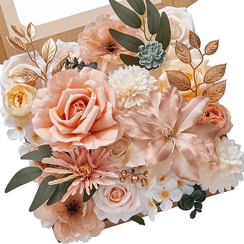 Miniatura 1 de Serwalin Flores artificiales, flores falsas de seda champán, decoración de boda, flores, decoración bohemia, ramos de novia, centros de mesa, baby