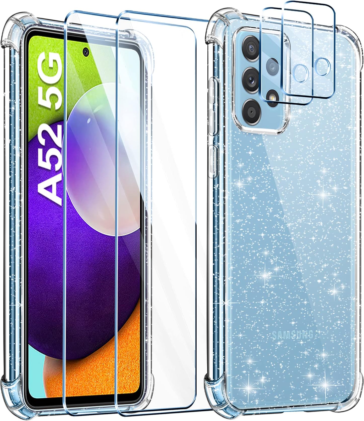 Leathlux Samsung Galaxy M20 Case, Galaxy M20 Glass Film, Transparent Cover Back Soft TPU Bumper with Tempered Glass Screen Protector for Samsung Galaxy M20 - Clear