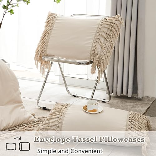 Miniatura 7 de Andency Juego de edredón de tamaño matrimonial, color beige, 3 piezas con borlas bohemias, ligero, suave, para verano, juego de cama con flecos