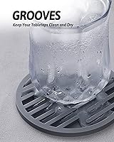 Vista 2 de Juego de 6 posavasos de silicona para bebidas con soporte, impermeables, antideslizantes, reutilizables, posavasos duraderos para mesa, bar