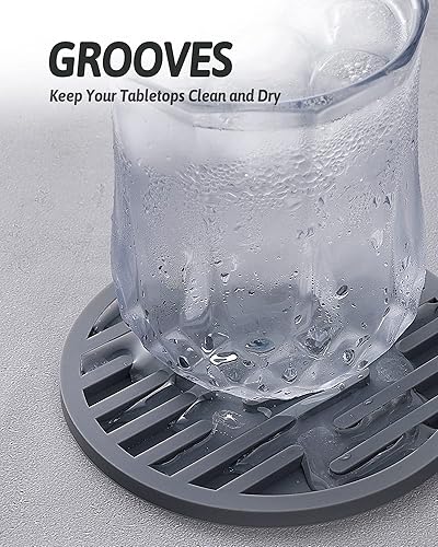 Vista 2 de Juego de 6 posavasos de silicona para bebidas con soporte, impermeables, antideslizantes, reutilizables, posavasos duraderos para mesa, bar