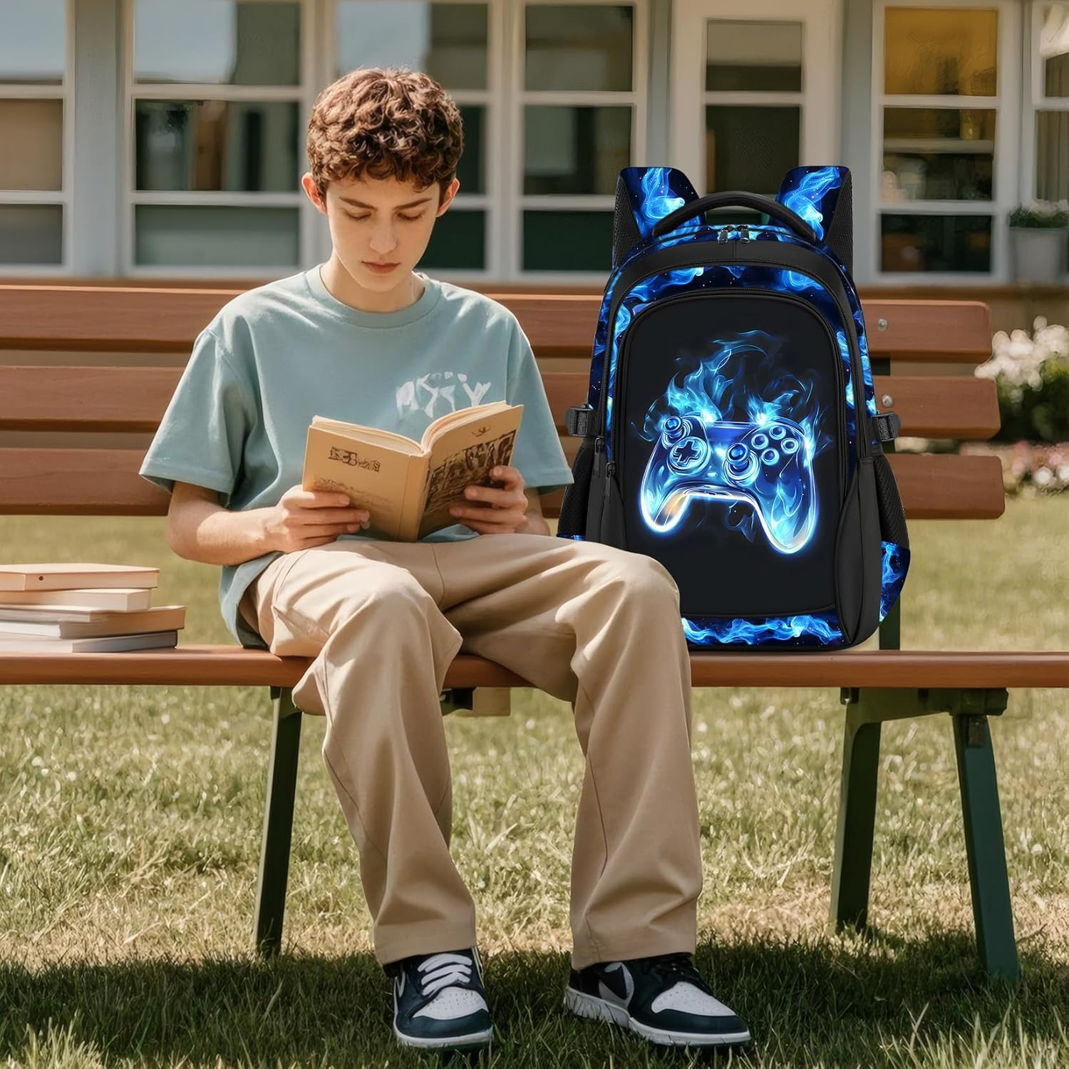 Kids Backpack for Boys - Gamer Boys Backpacks for Kids Teens Elementary Middle School, 17″ Large Capacity Students Bookbag, Perfect for Travel and School - Image 6