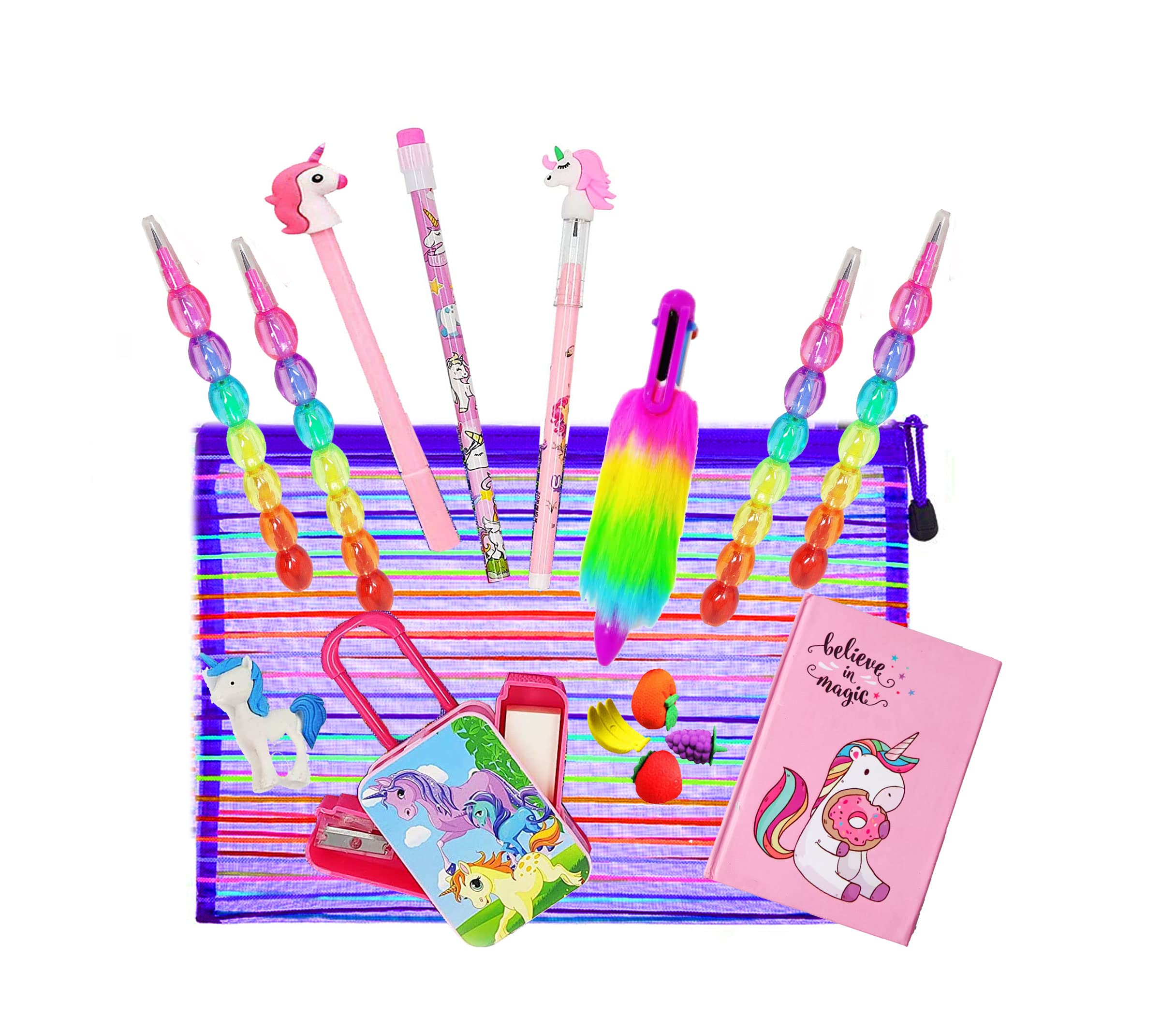 KOBBET Plastic Unicorn Cute 16 Pcs Stationery Set For Kids,Stationery Items For Girls,All Stationery Set,Include School Supplies Pen,Pencil,Sharpener,Eraser,Pouch,Diary (Combo 4)-Multicolor (B0B4W8CN6V) Amazon Price History, Amazon Price Tracker