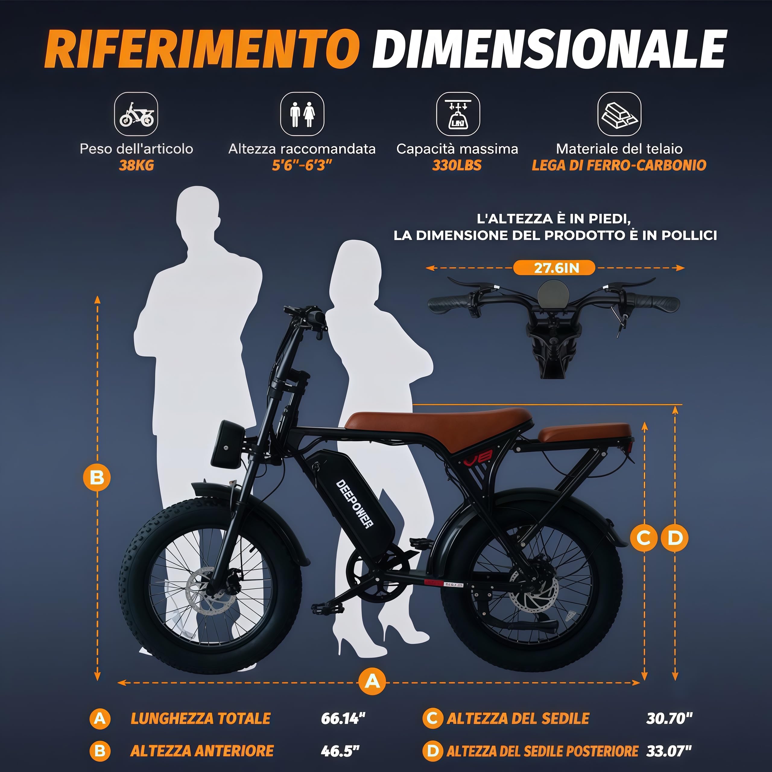 DEEPOWER V8 Vélo électrique pour adultes, batterie amovible 48 V 20 Ah, autonomie 110 km, pneus Fat 20 × 4,0, 7 vitesses, freins à disque mécaniques, suspensions complètes tout terrain