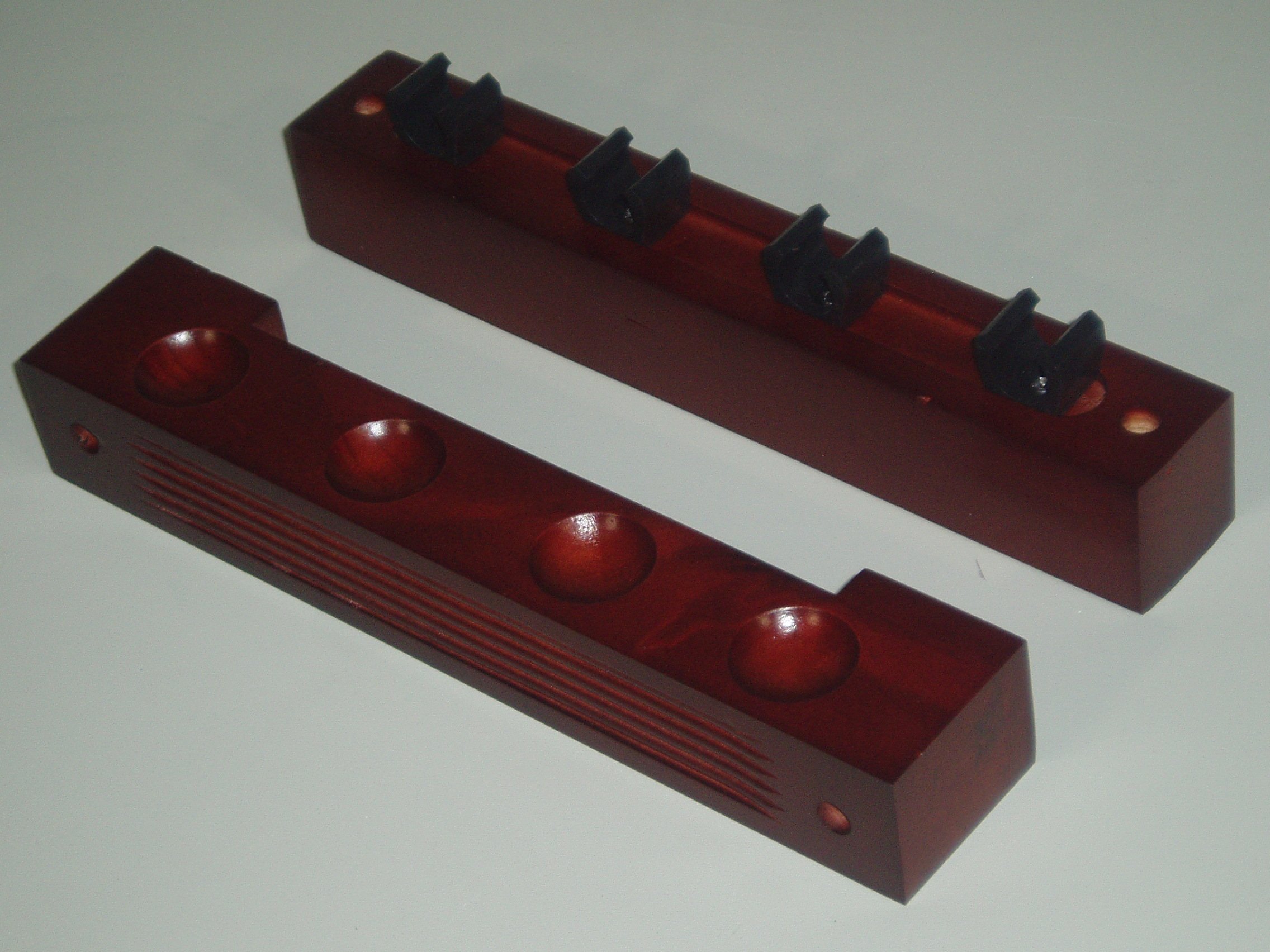 Estante de 2 piezas para 4 palos de billar, color caoba