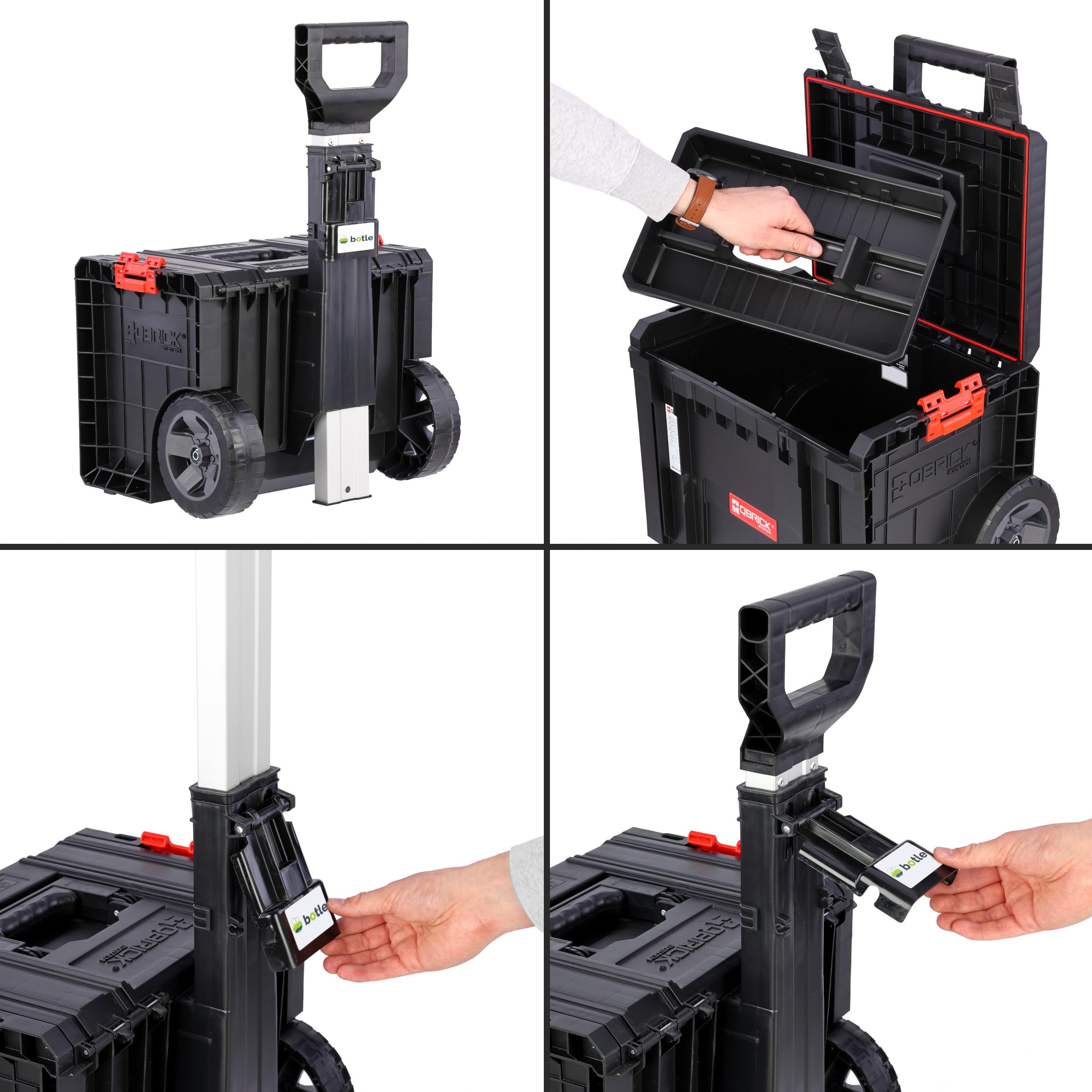 Grande set di scatola porta attrezzi su ruote, con scomparti, valigia per elettroutensili con schiuma modulare PRO