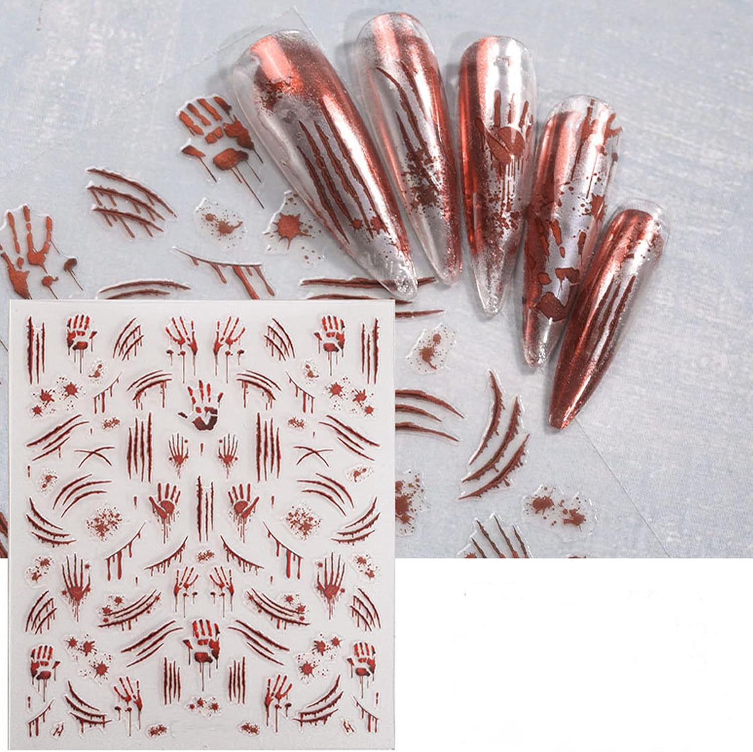 Nail Art Stickers, Self-Adhesive Nail Decals, for Nail Designs and Decorations, 5 Sheets