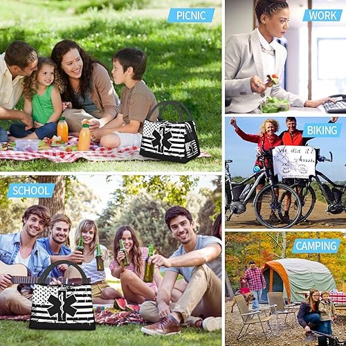 Miniatura 9 de EMS Star of Life EMT Paramedic Medic American Flag - Bolsa térmica plegable grande con aislamiento  Bolsa de almuerzo a prueba de fugas para adultos