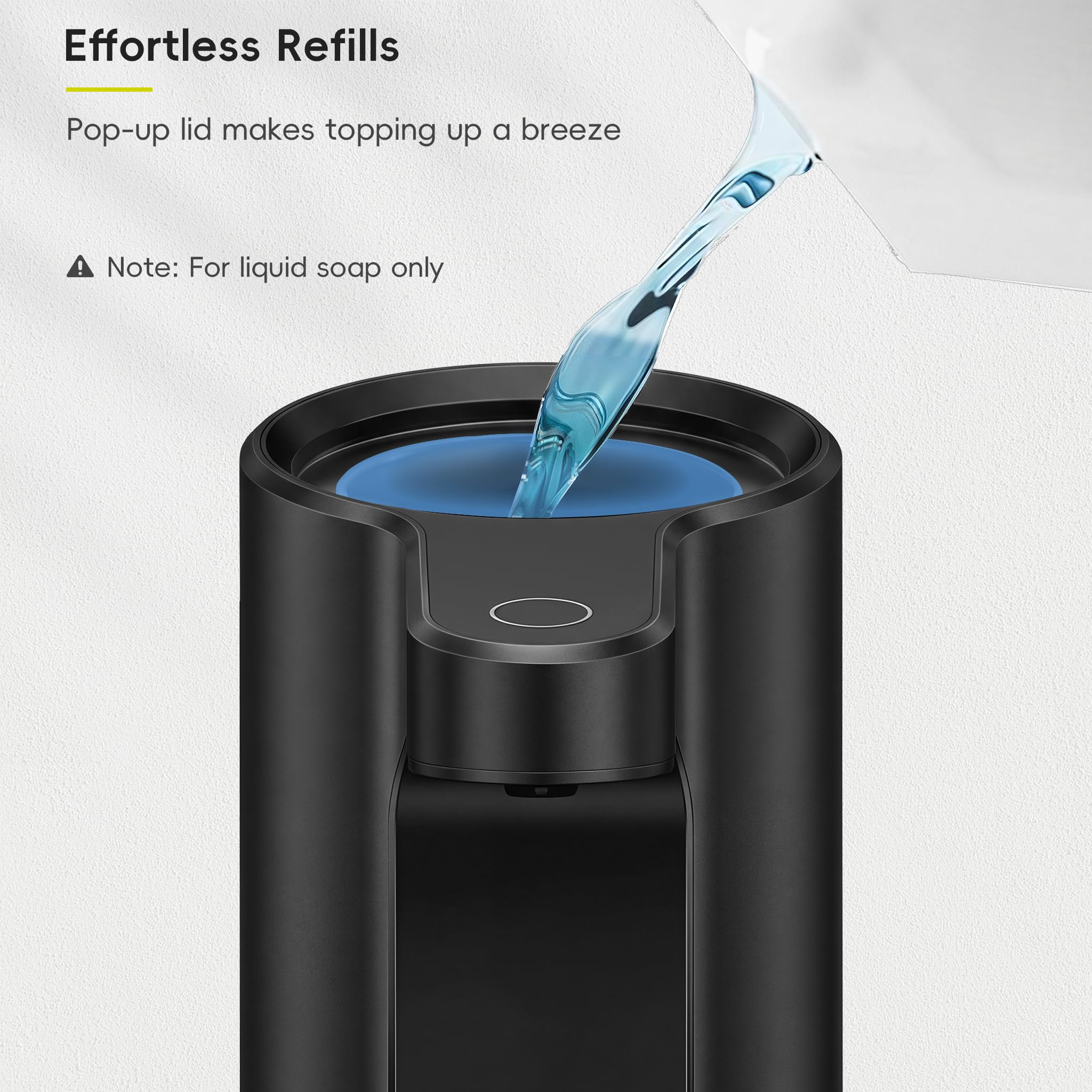 EKO Aroma - Dispensador automático de jabón líquido, Recargable y Resistente al Agua para Cocina y baño con Control de Volumen Ajustable (Acero Negro Mate)