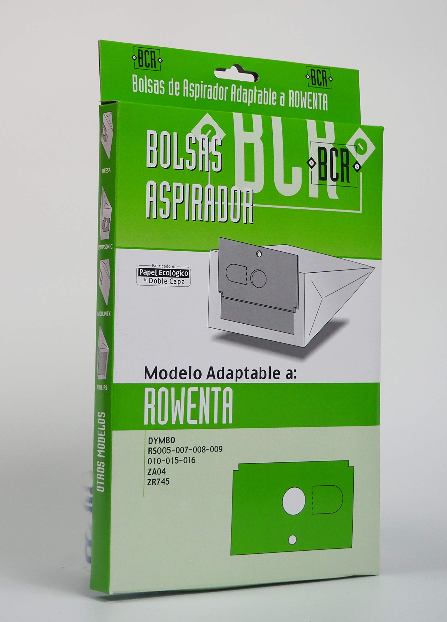 Sanfor Vacuum Cleaner Bags Adaptable to ROWENTA Models | Box 2 Units | Double Layer Eco-Friendly Paper | Brown, R12