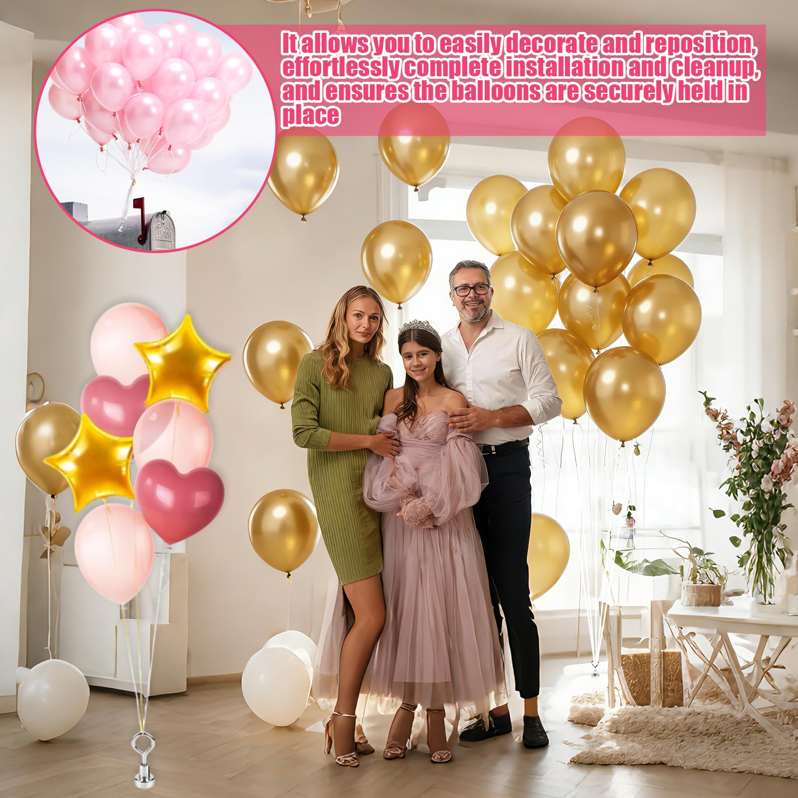 8 Pezzi Supporto Magnetico per Palloncini – Pesi Riutilizzabili per Palloncini a Elio – Base Magnetica per Feste, Matrimoni, Compleanni, decorazioni natalizie e pasquali