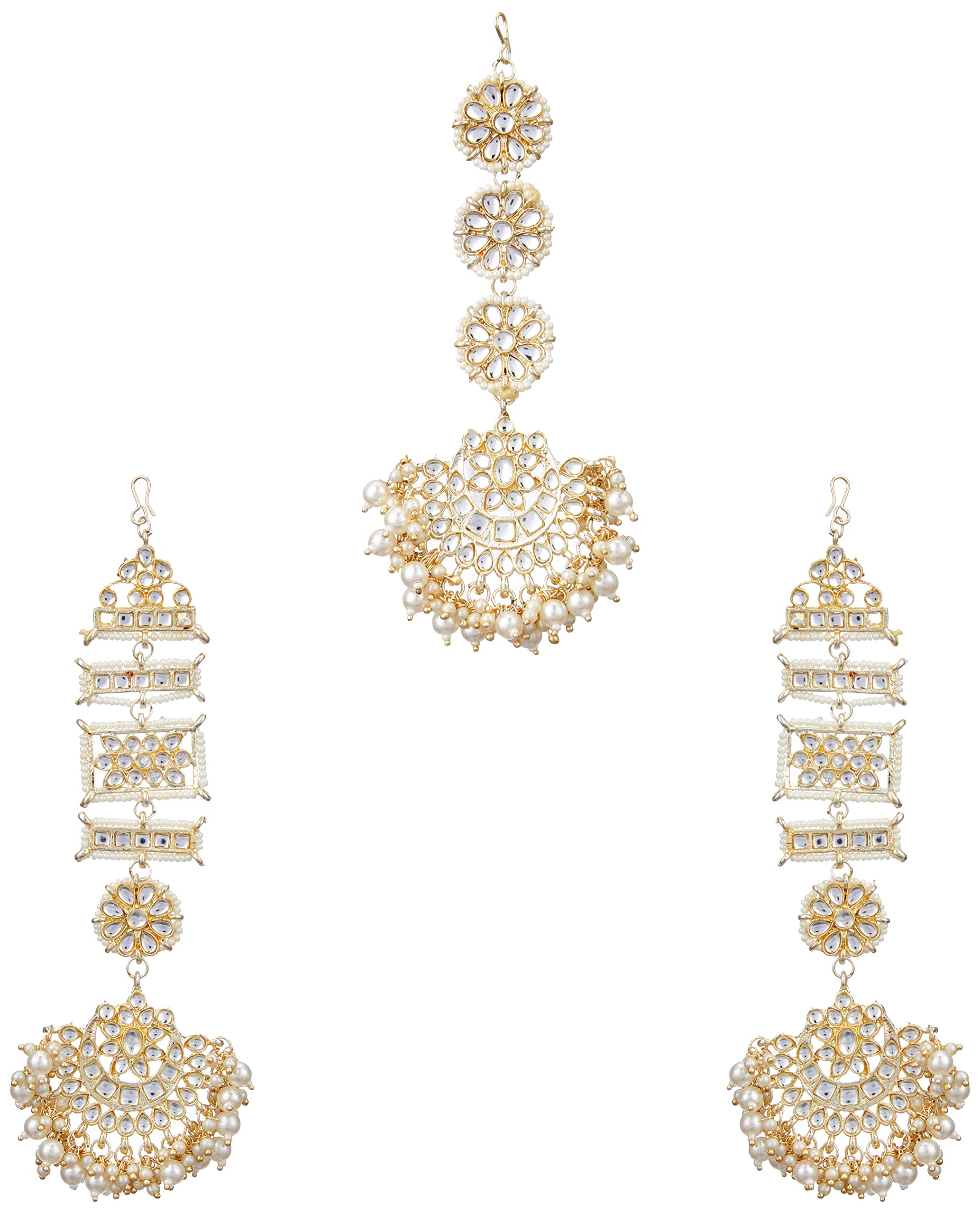 Sukkhi Eye Catching Gold Plated Floral Kundan Chain Earring Mangtikka Set For Women (B0BT1X4NMF) Amazon Price History, Amazon Price Tracker