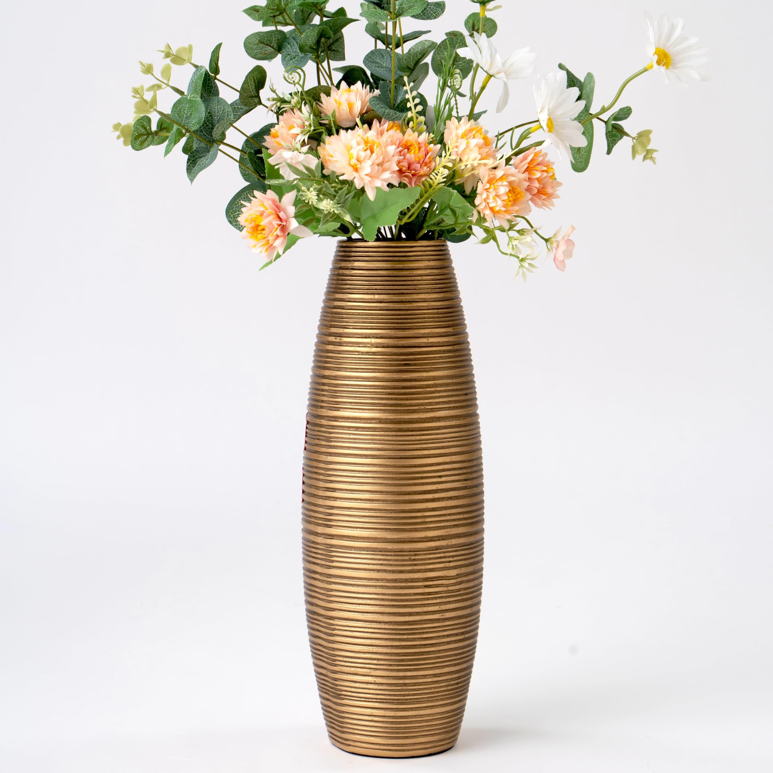 Leewadee Jarrón Decorativo 34 cm Poliresina para Aparador & Mesa | Jarrón deco para aparador & mesa: impermeable para flores frescas, bonito con flores secas & ramas, boho & moderno