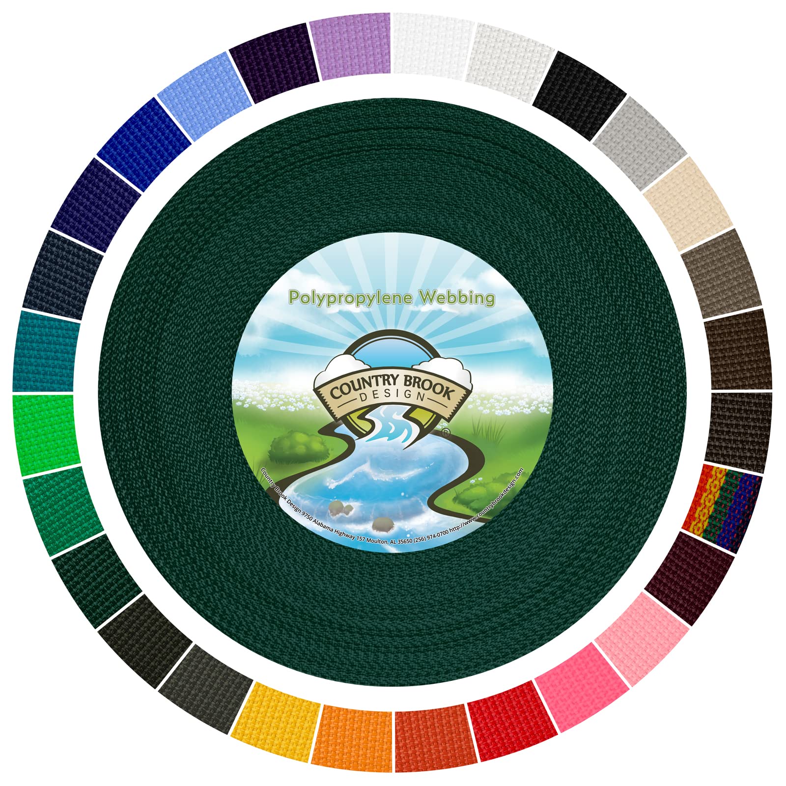 Country Brook Design 1" Webbing - 10/25/50 Yards - 30+ Colors - EDC 1 Inch Polypropylene Webbing for Climbing Outdoors Crafting DIY Gear Repair