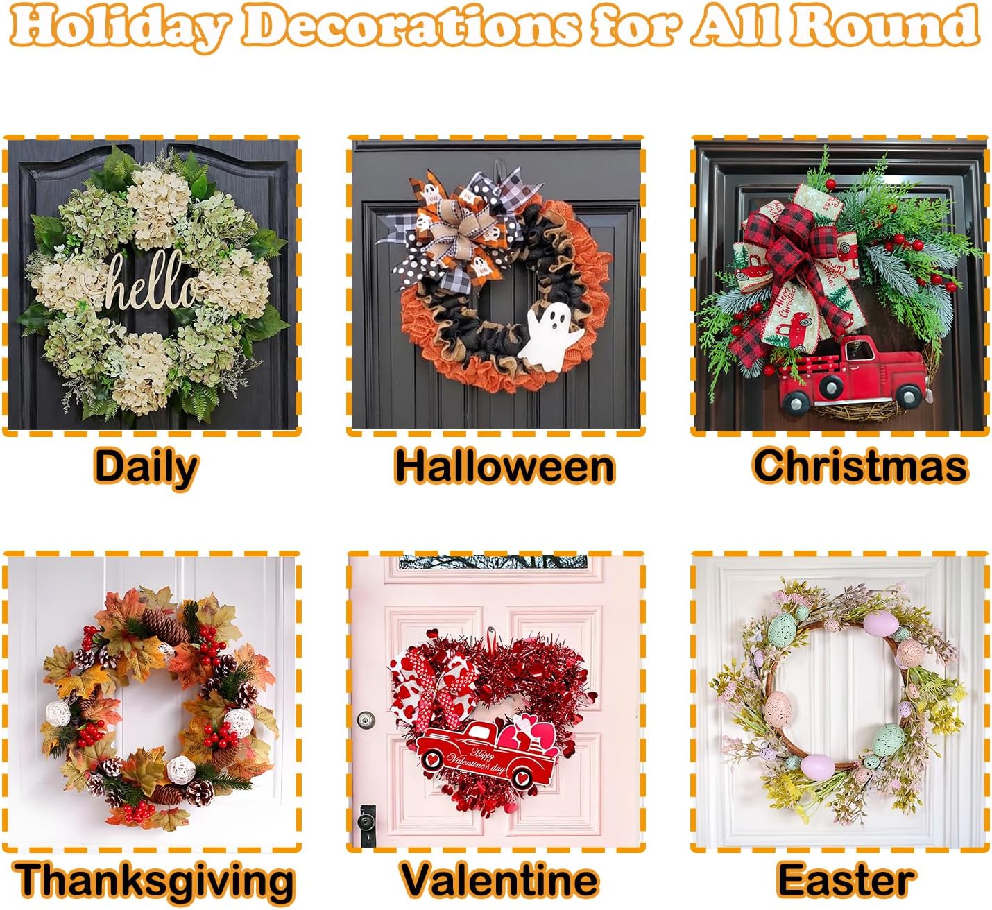 Magnetic Wreath Hanger for Front Door,Heavy Duty Magnetic Hook,No Drill Hanger for Steel Doors,Iron Surface,Garage,Cruise Cabin,Whiteboard,Grill,Refrigerator,Damage Free Hanging for Holiday Decor