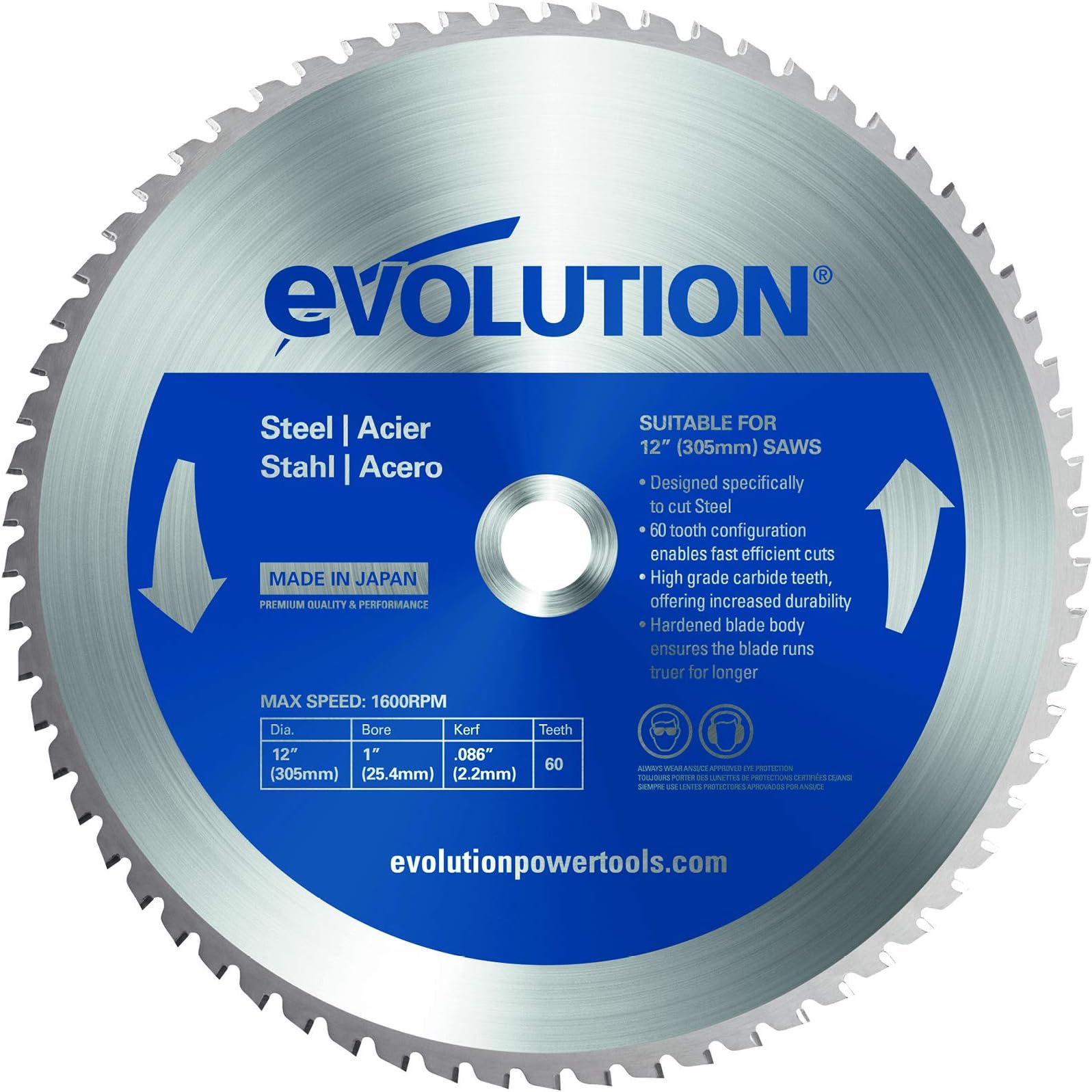 Evolution Power Tools 10BLADEST Steel Cutting Saw Blade, 10-Inch x 52-Tooth, Blue