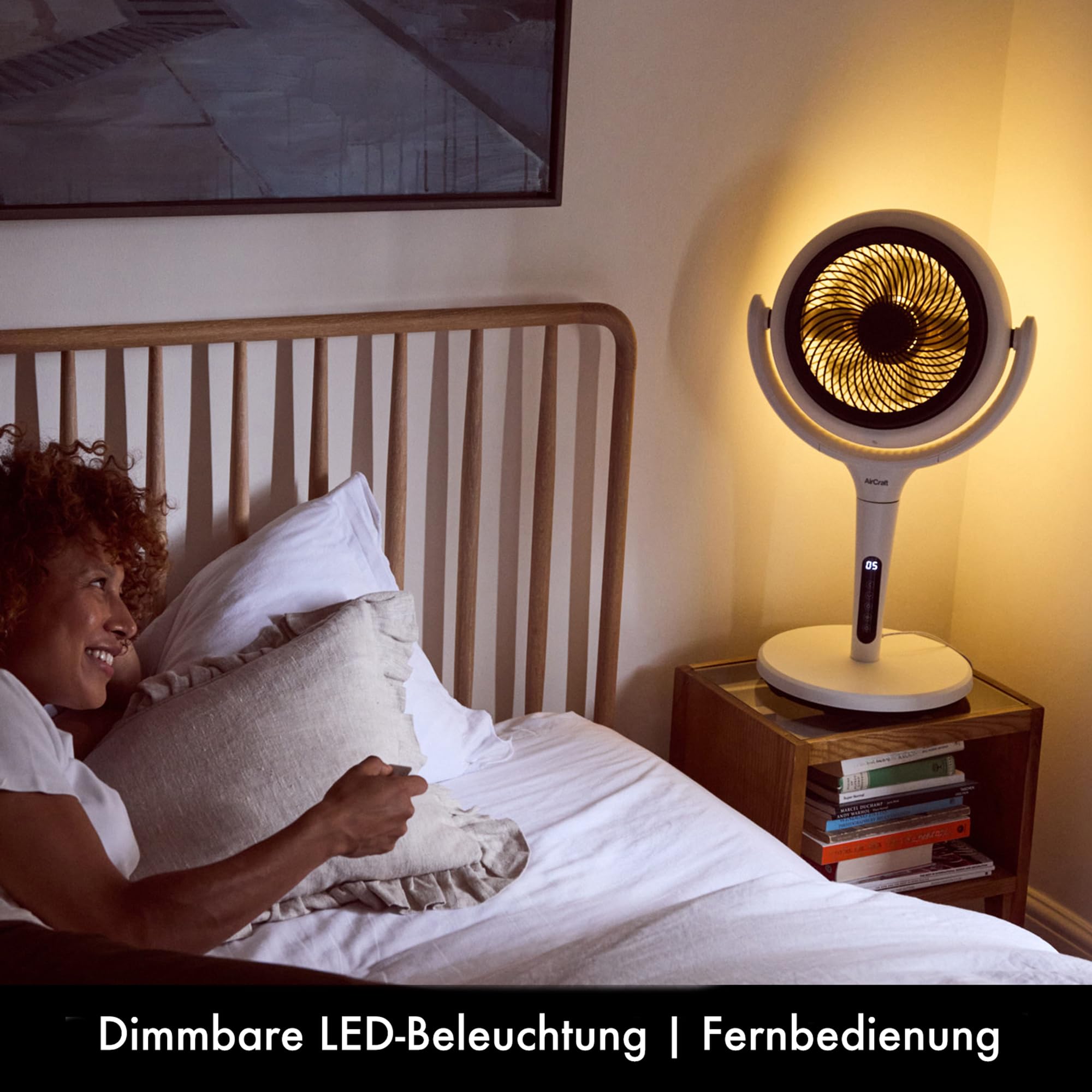 AirCraft Home, Lume Ventilator mit Fernbedienung und LED-Hintergrundbeleuchtung, Ultra-leiser 3D Luftzirkulator, Höhenverstellbarer Tisch- und Standventilator mit Timer und 3 Modi