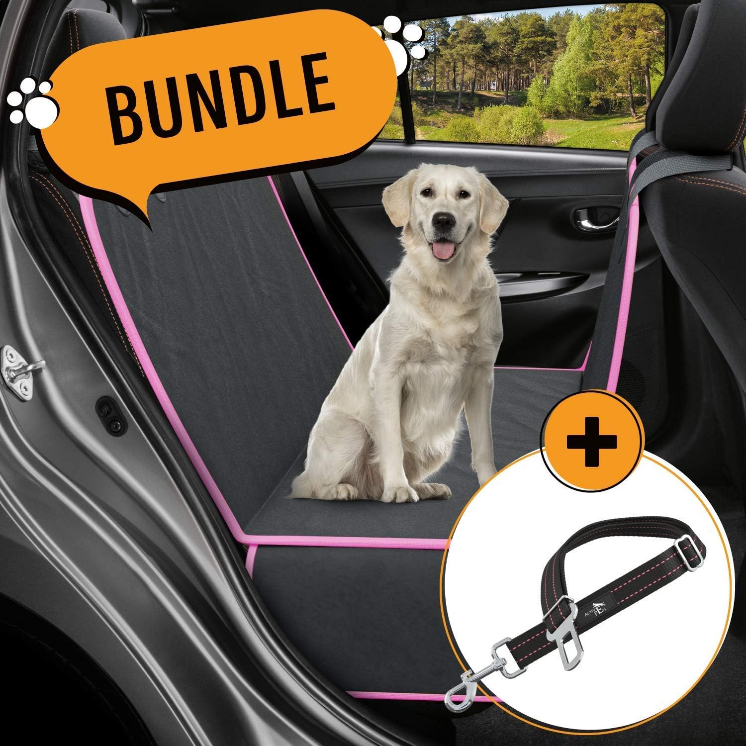 Active Pets Dog Seat Cover & Seat Belt for Your Best Friend - Pink