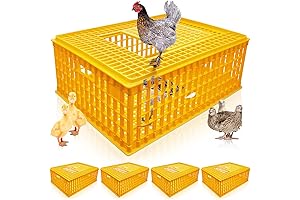 4 Pcs Poultry Carrier Crate Yellow Chicken Transport Crate Carrier Cage for...