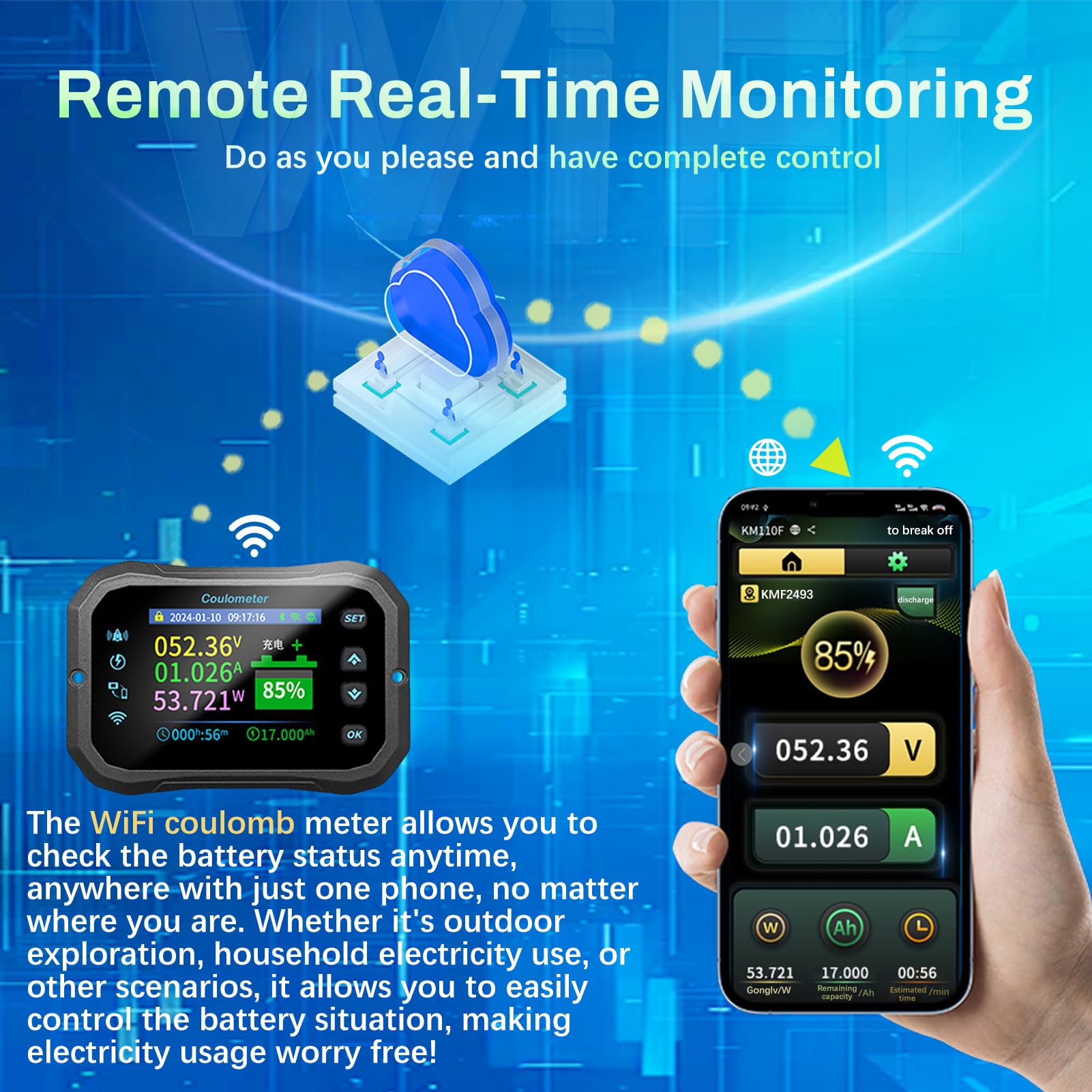 DC 12V 24V 36V 48V 72V Battery Monitor LCD Digital Battery Meter With Alarm, Front Setting And Switch Key, Battery Capacity Voltage Indicator Battery - View #12