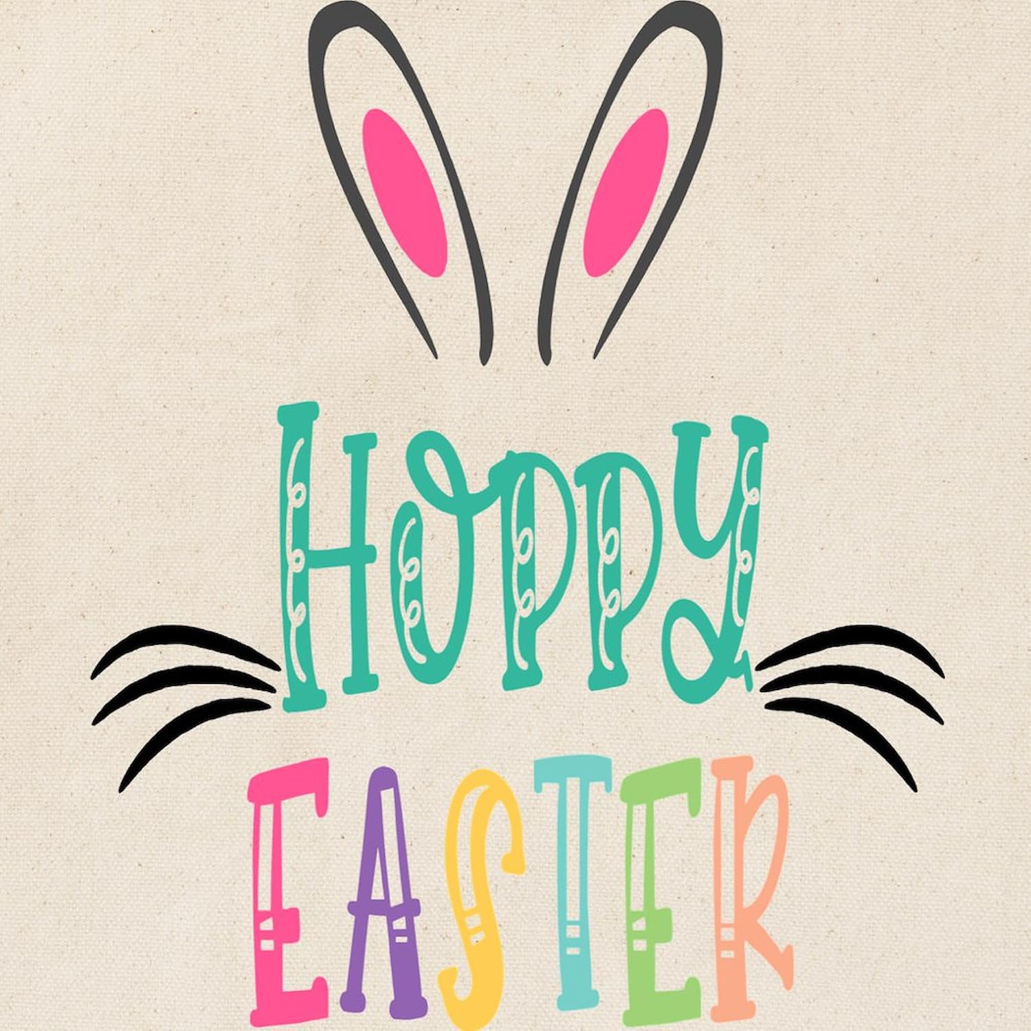 CafePress Hoppy Easter Tote Bag Reusable Natural Beige Canvas Shopping Bag