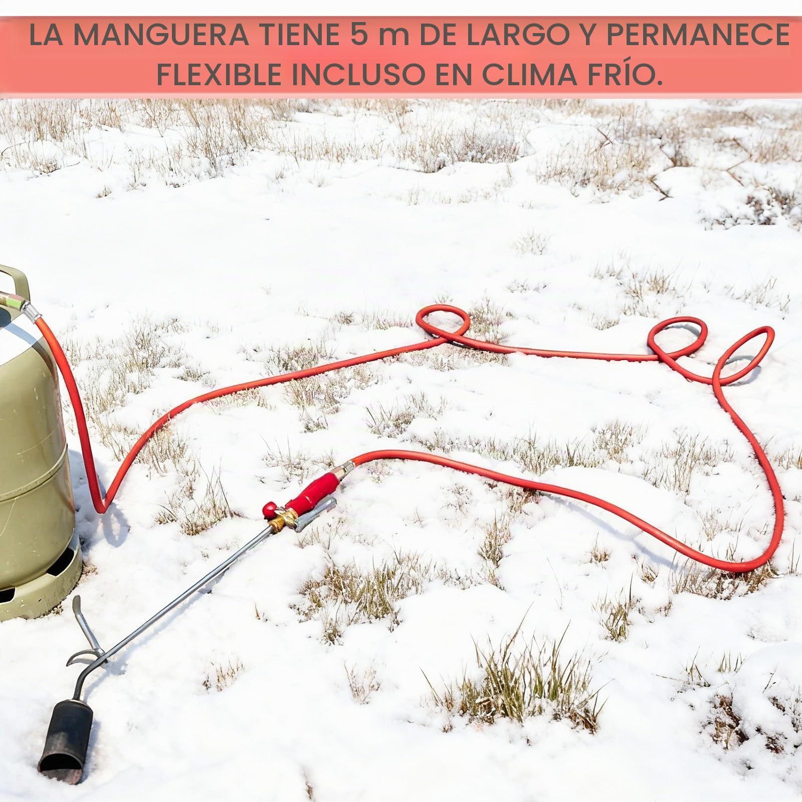 Raxfekro Manguera de gas de 5 m para propano y butano, rosca izquierda G1/4'' x G1/4'', resistente al invierno hasta -30°C