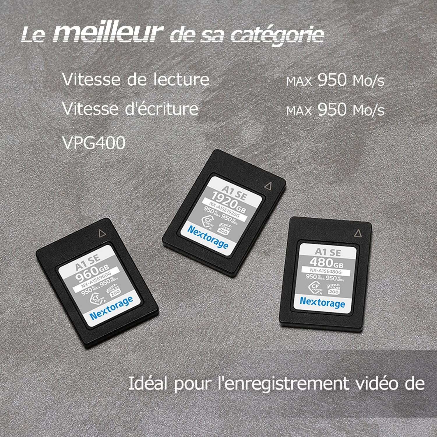 Nextorage CFexpress Type A 480Go, Carte mémoire VPG200 Japonaise