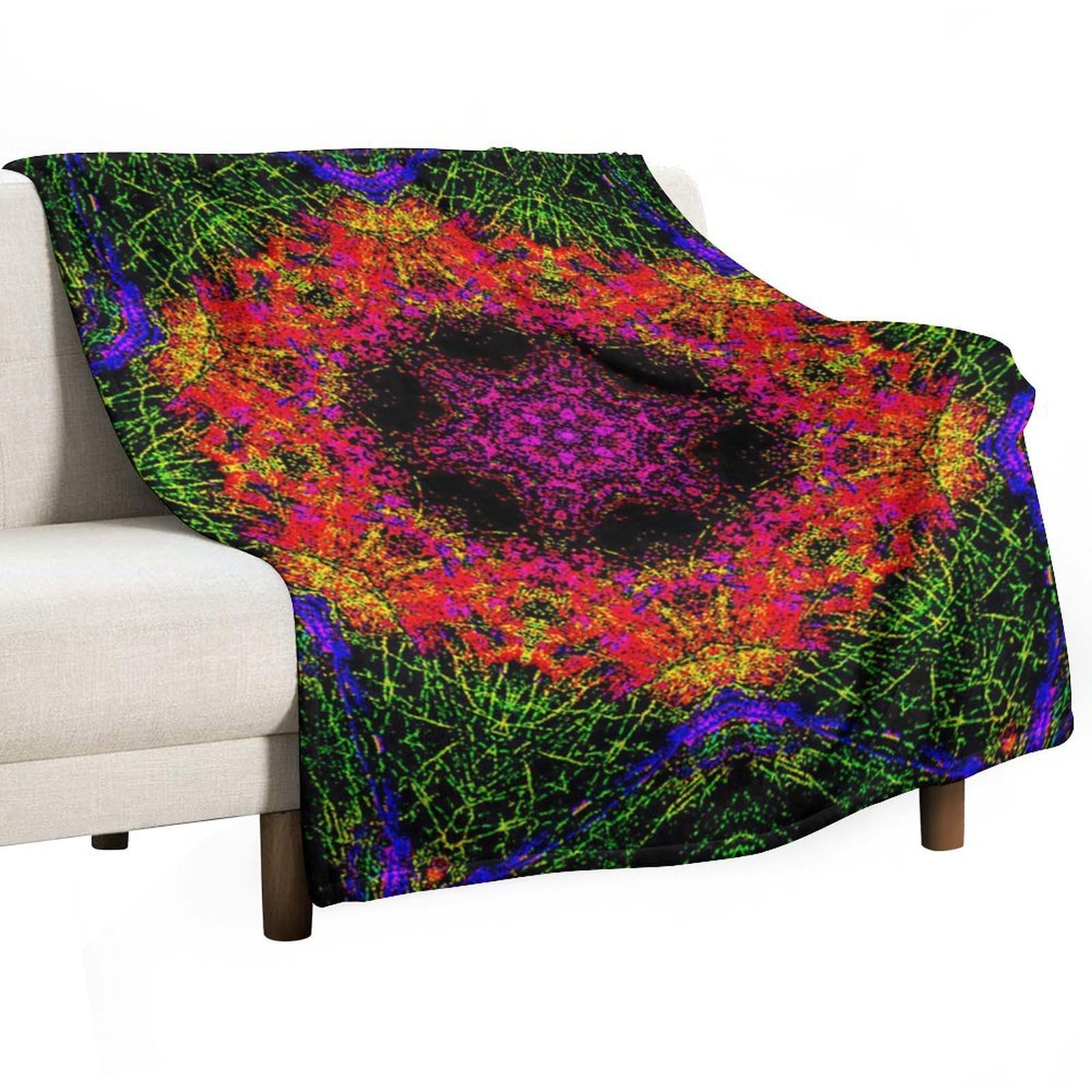 Hxwokrum Flannel Blanket, Psychedelic Kaleidoscope Throw Blanket for Couch Sofa Bed Office, Soft And Comfortable Without Pilling