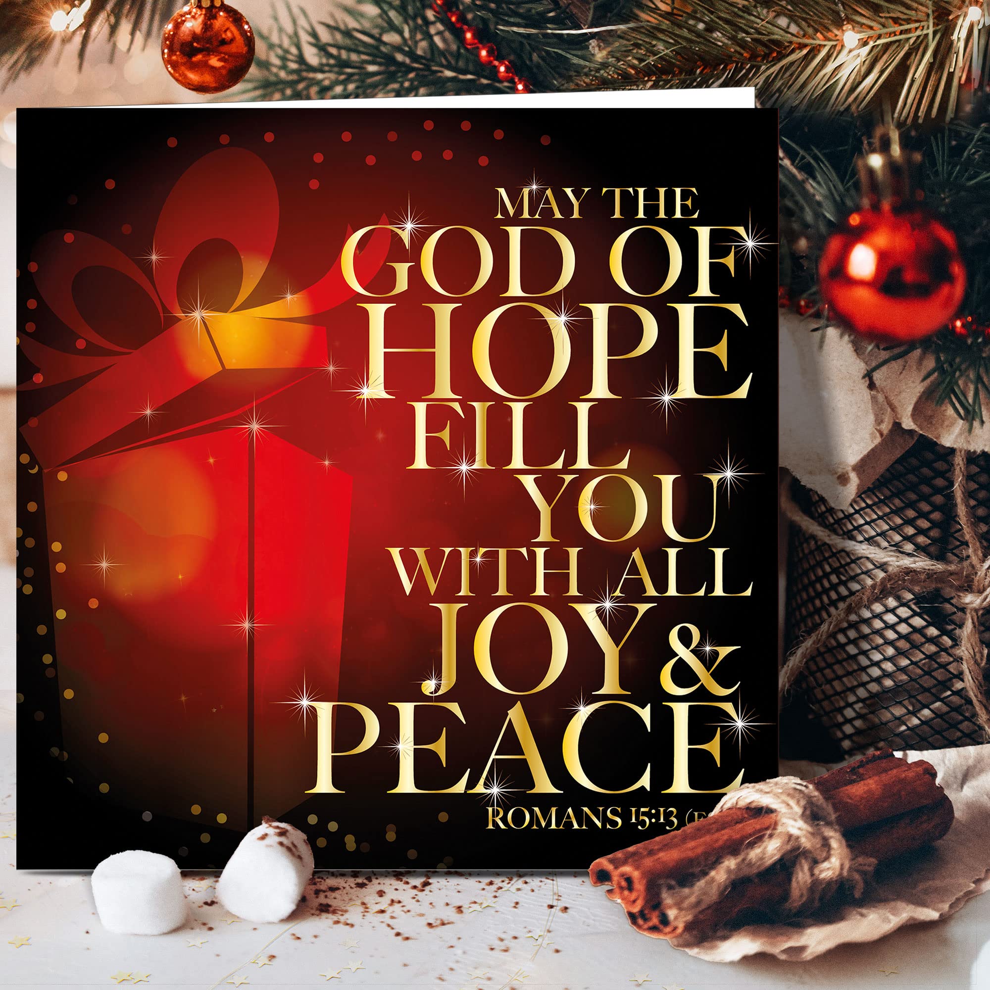 Christian Christmas cards, pack of 10, Joy & Peace, with Bible verse Romans 15:13 inside these religious Christmas cards - Image 4