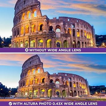 Altura Photo 58MM 0.43x HD Wide Angle Lens with Macro - Attaches to 58MM Filter Thread (Not Camera Body) - DSLR Accessories for Canon Rebel T7, T7i, T8i, T6i, T6s, T6, SL2, SL3, EOS 70D, 77D, 80D, 90D