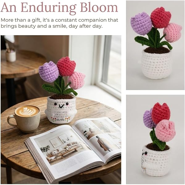 Best Gifts For Mom, Mothers Day Gifts From Daughter Son, Positive Handmade Crochet Tulip Flower, Mother's Day Gift Ideas, Emotional Support,Birthday Presents,Stocking Stuffers,Christmas Gifts For Mom - 4