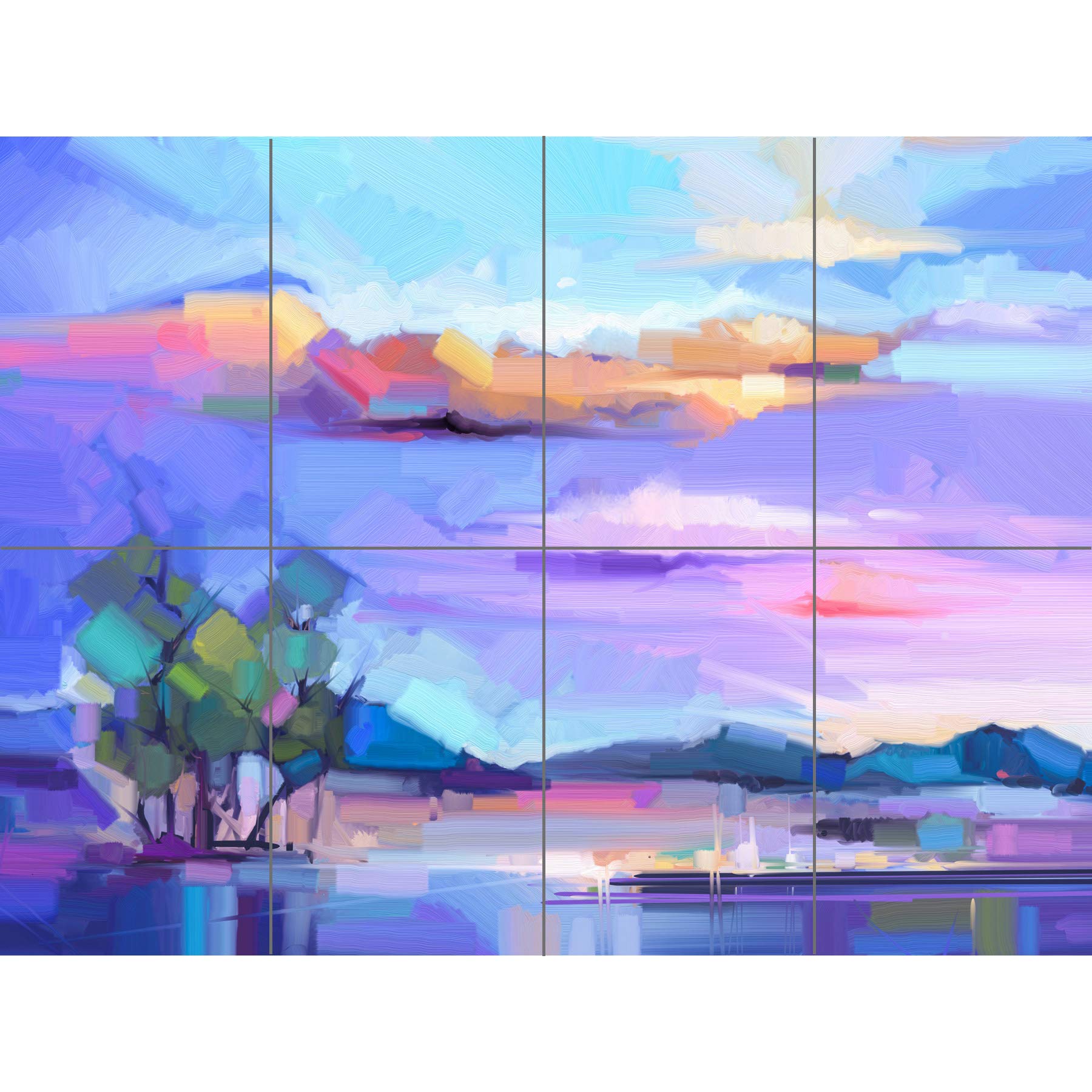 Artery8 Abstract Sunset on Meadow XL Giant Panel Poster (8 Sections)