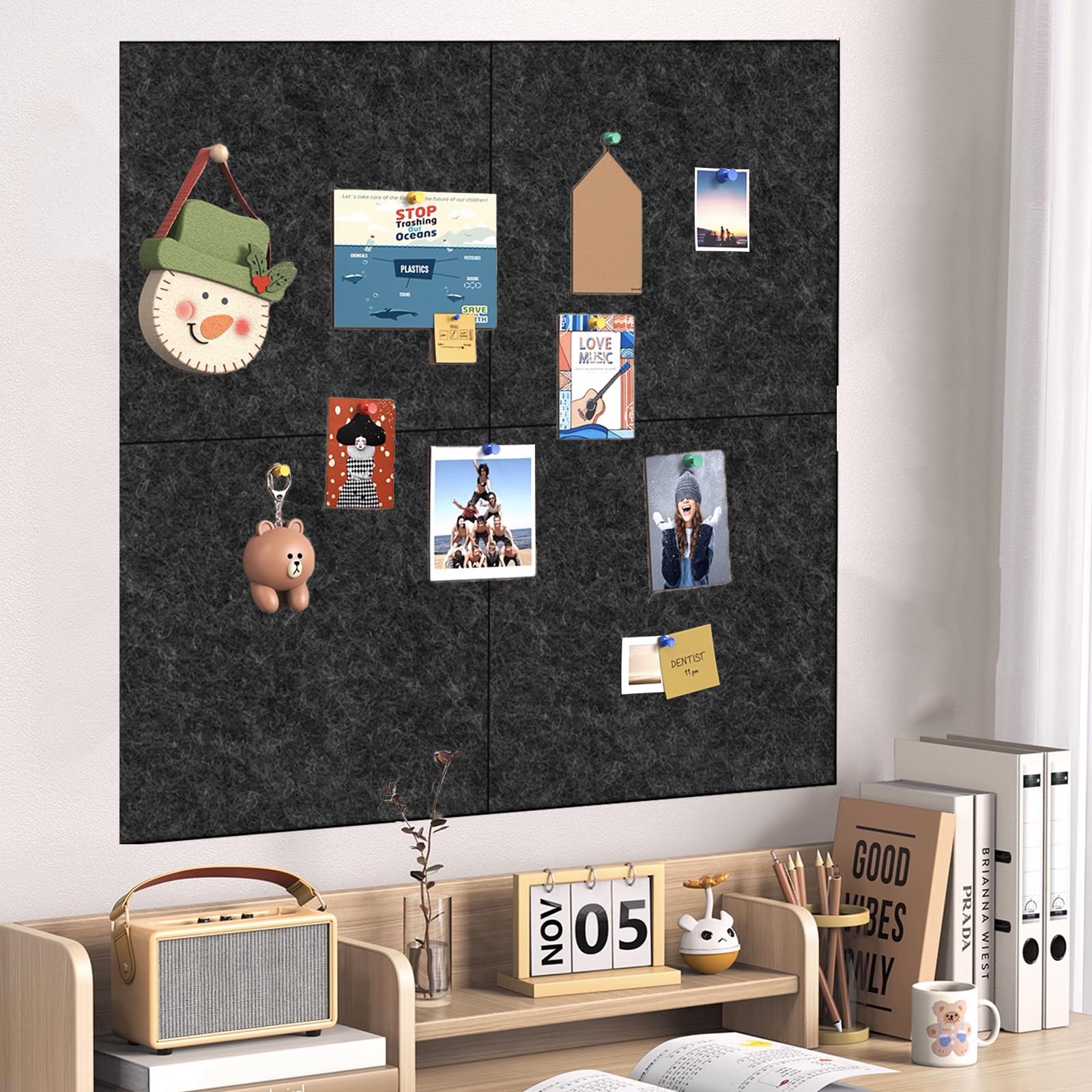 Protezione da parete in feltro, per bersaglio, per bersaglio, per bersagli, piastrelle in feltro, sfondo universale per freccette – nero, 60 x 60 x 1,2 cm
