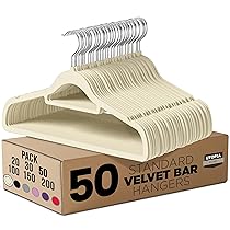 Utopia Home Grucce in Velluto Antiscivolo – Appendini Resistenti con Fermacravatte, Salvaspazio e Ultra Sottili, Ideali per Giacche, Cappotti e Maglioni (Avorio, Set da 50)