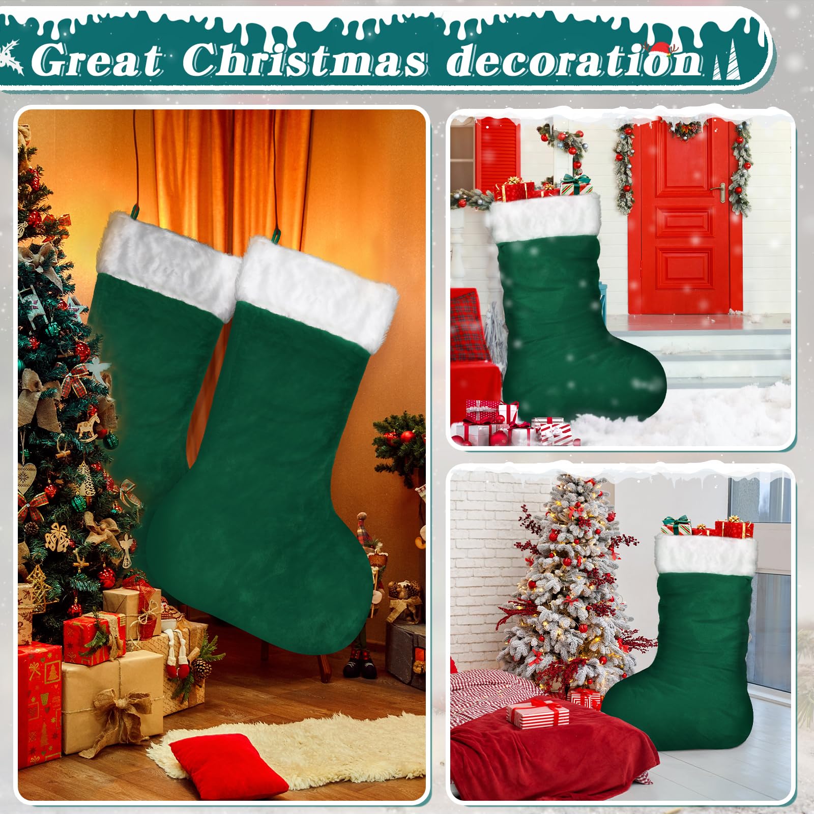 Zzhxkjhky 4 packs 45 jumbo christmas stockings giant christmas green