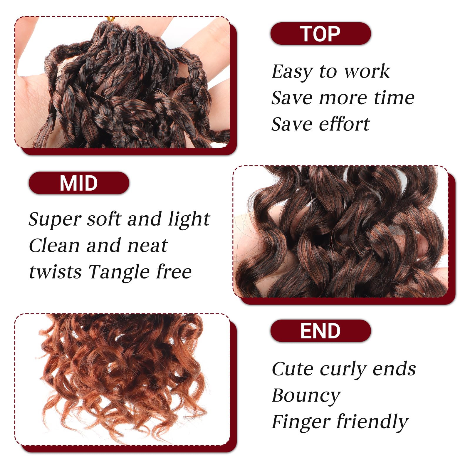 Datanala GoGo Curl Crochet Hair 12 Inch Water Wave Crochet Hair 8 Packs Long Beach Curl Crochet Braiding Hair Synthetic Extensions For Women (T350 - Image 2