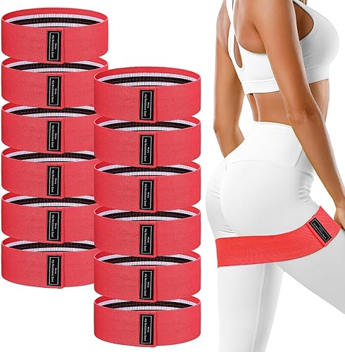 Vista 8 de 12 piezas de bandas de resistencia de tela para hacer ejercicio, entrenamiento de glúteos, bandas de ejercicio elásticas antideslizantes
