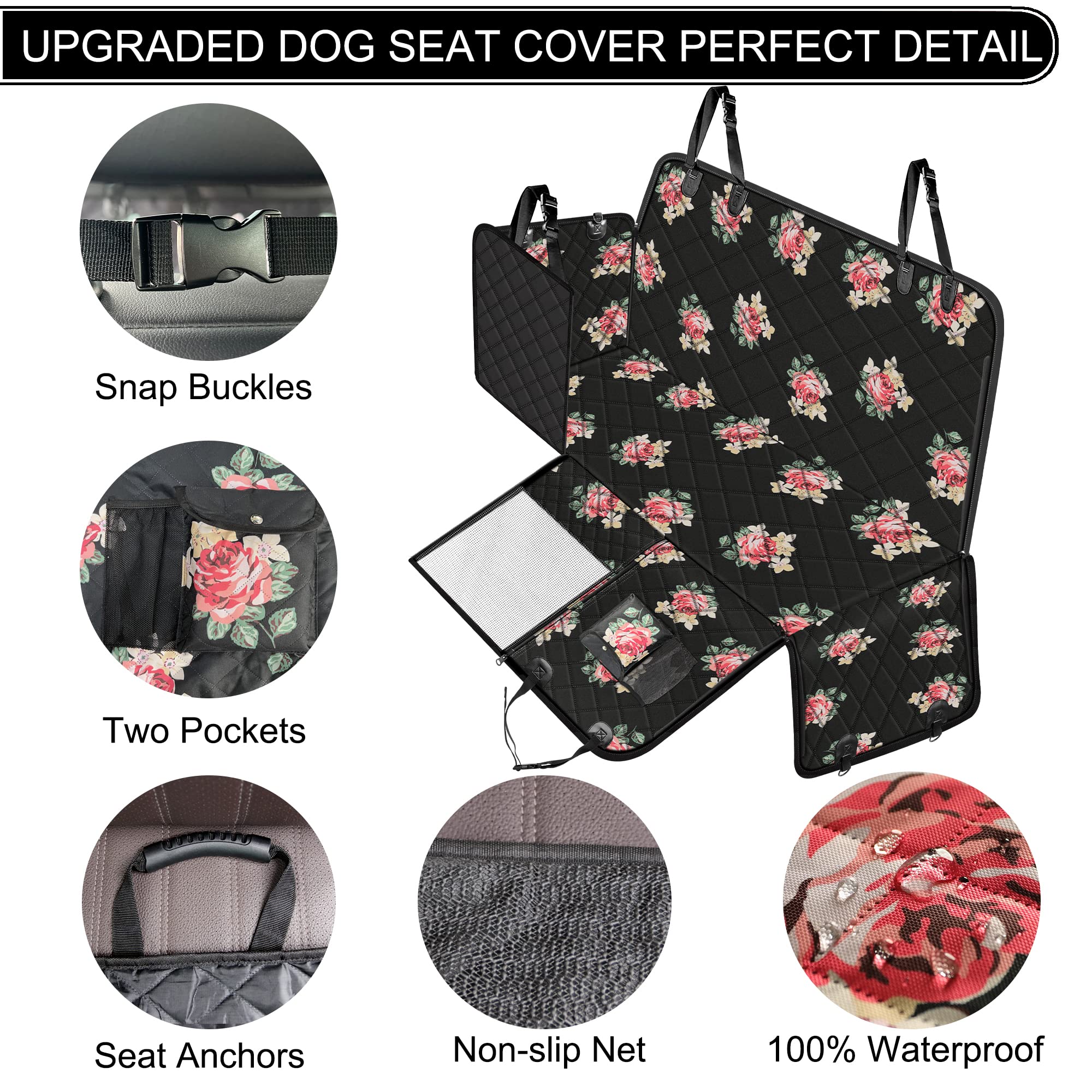 Femuar Housse de siège de Voiture pour Chien, imperméable et antidérapante pour siège arrière avec Poches de Rangement, fenêtre visuelle en Maille, très résistante aux Rayures, pour Voitures, camions