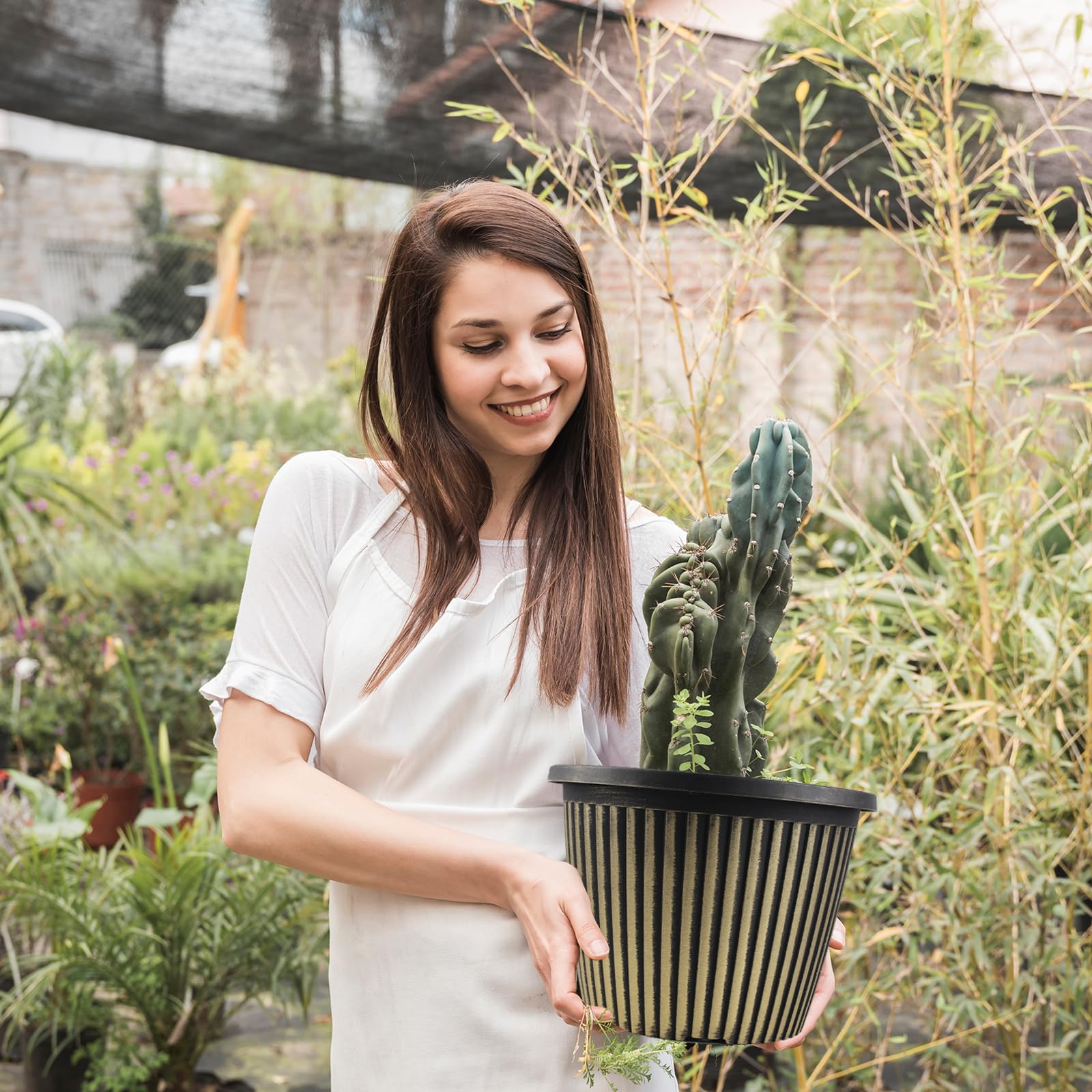 Baderke Großer Blumentopf 30,5 Cm – Weiß, Mit Untersetzer, Für Innen & Außen