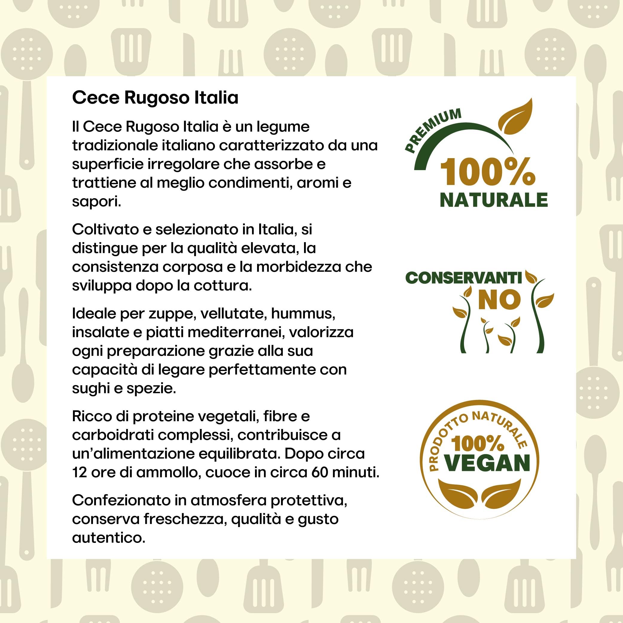Il Contadino - Antichi Sapori | CECE RUGOSO ITALIA | Legumi Secchi Italiani, Ricchi di Proteine e Fibre, Legumi Naturali di Qualità Premium, Senza Conservanti, Confezione Salva Freschezza (5 Kg)