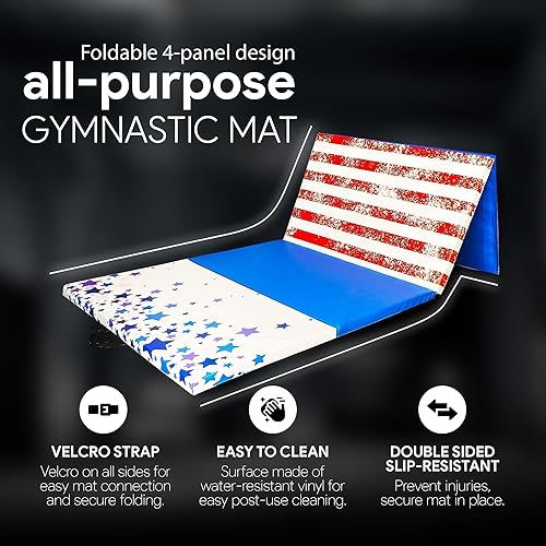 Miniatura 2 de BalanceFrom All Purpose 4'x10'x2" Extra Thick High Density Anti Tear Gymnastics Gym Folding Exercise Aerobics Mats, Multiple Colors