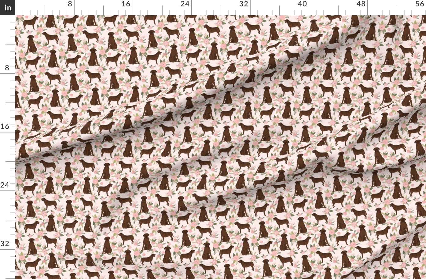 Spoonflower Fabric - Labrador Retriever Chocolate Lab Pet Quilt Floral Coordinates Dog Dogs Printed on Organic Cotton Sateen Fabric by The Yard - Sewing Quilting Apparel Home Decor