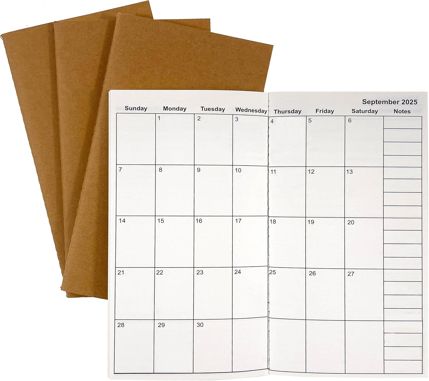 UNIQUE HM&LN Travelers Notebook Inserts Jan 2025 – Jun 2026, Weekly and Monthly Calendar Refills, TN Journal for writing, 3.75 x 6.75 in, Personal Size, Set of 3