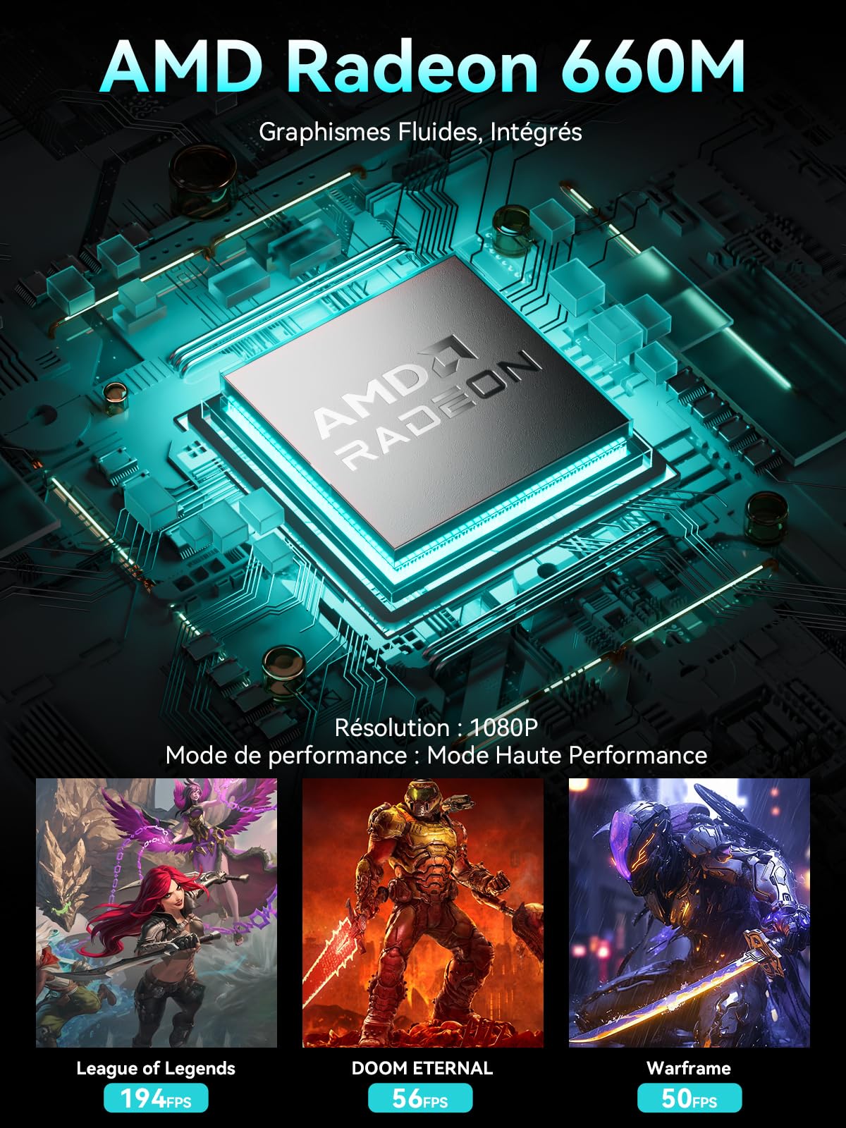 GMKtec M8 Mini PC Ryzen 5 Pro 6650H (Battre 7430U/5825U, 6C/12T jusqu'à 4.5GHz), Dual 2.5GbE LAN, 16Go LPDDR5 RAM+512Go SSD PCIe3.0 NVME Mini-PC, Oculink, USB4, USB-C, WiFi 6E pour Bureau Gaming