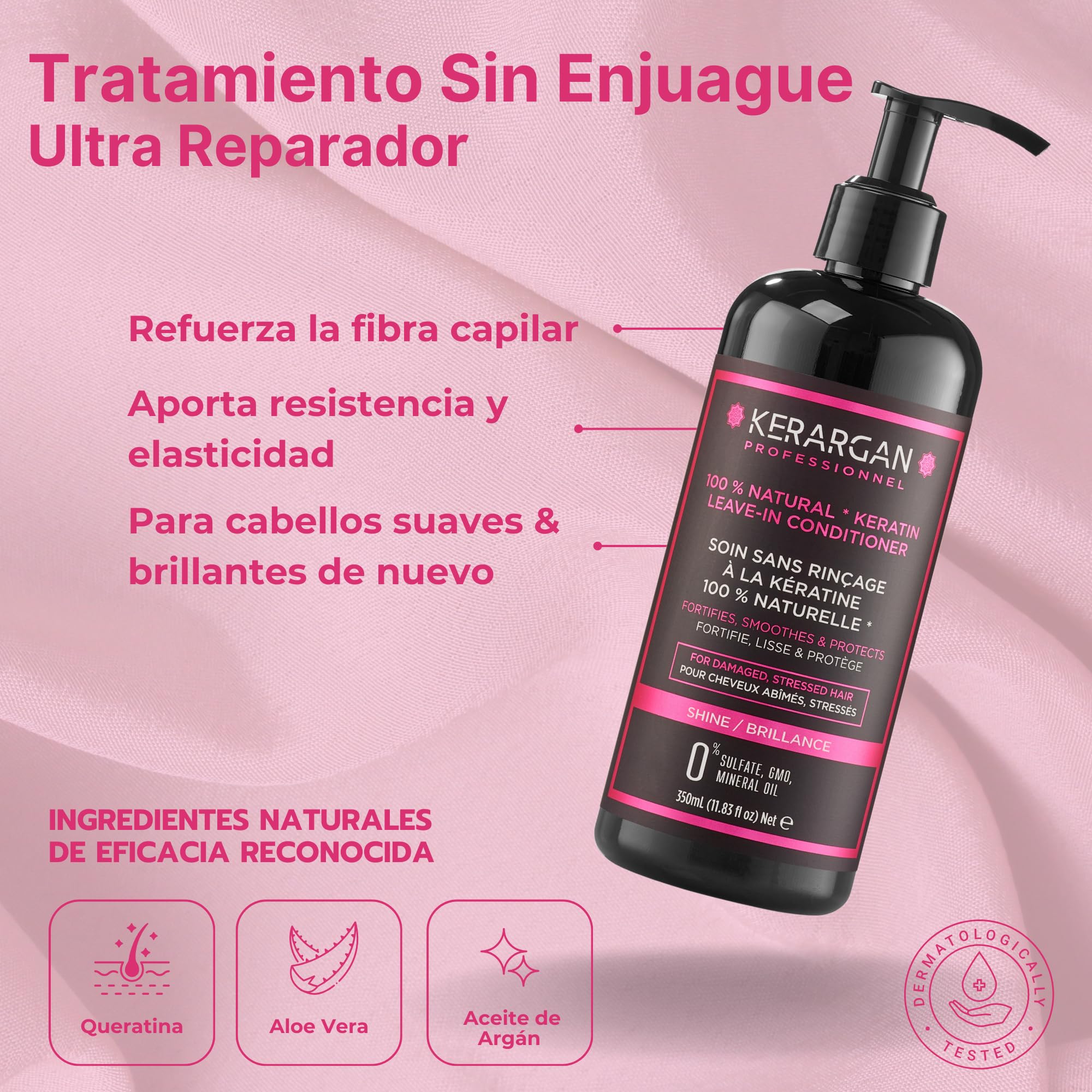 KERARGAN - Dúo de Keratina: Champú y Cuidado sin Aclarado - 500ml+350ml