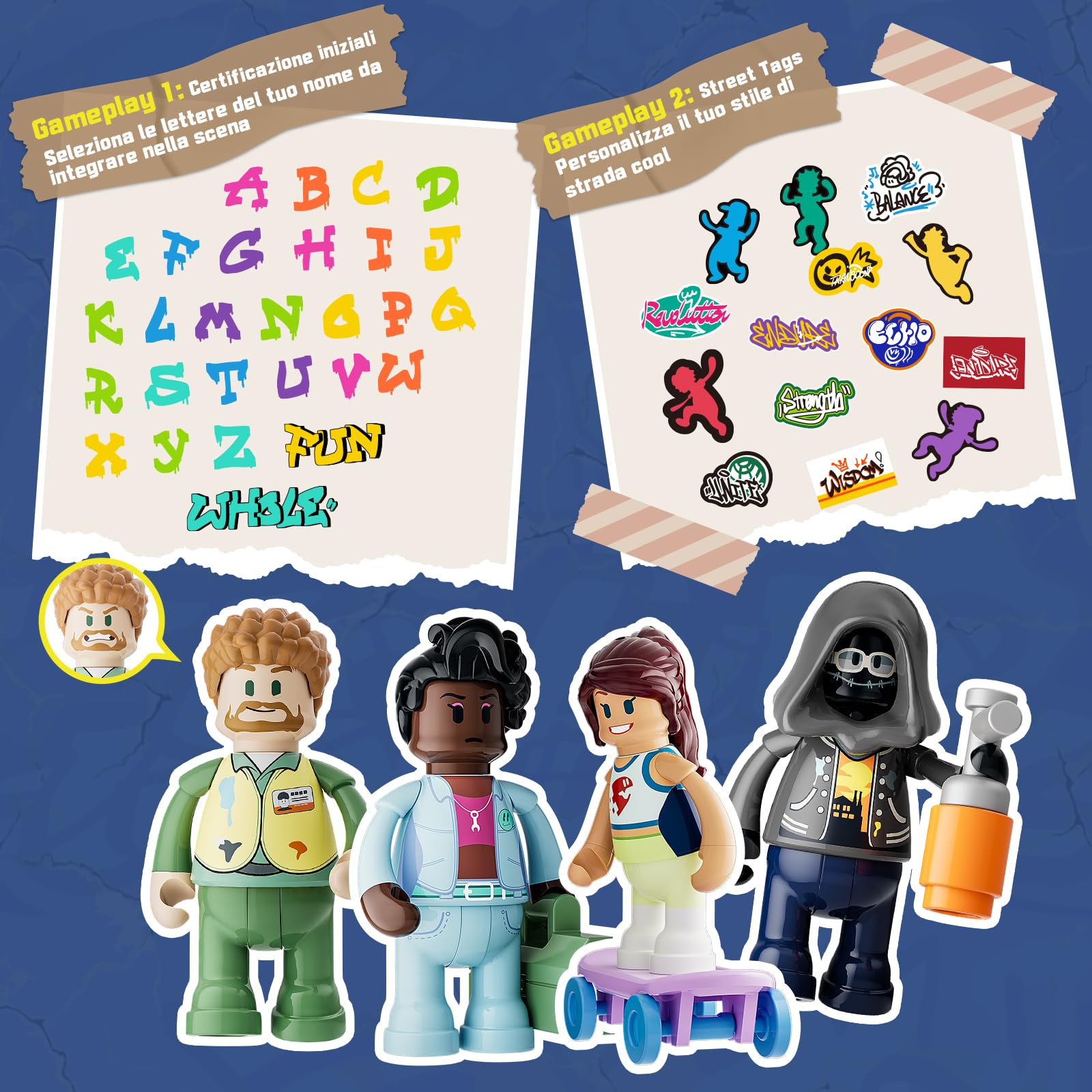 FUNWHOLE Fermata Graffiti Mattoncini Luminosi, Fermata Autobus in Stile Urbano, 516 Pcs, Regalo Decorativo per Adulti e Amanti dell'Hip-Hop, F9066