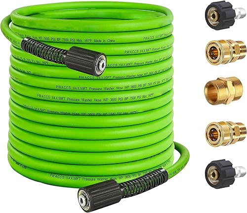 Manguera súper flexible para lavadora a presión de 100 pies y 14 pulgadas, 3300 PSI resistente a las torceduras, manguera de alta presión M22 de