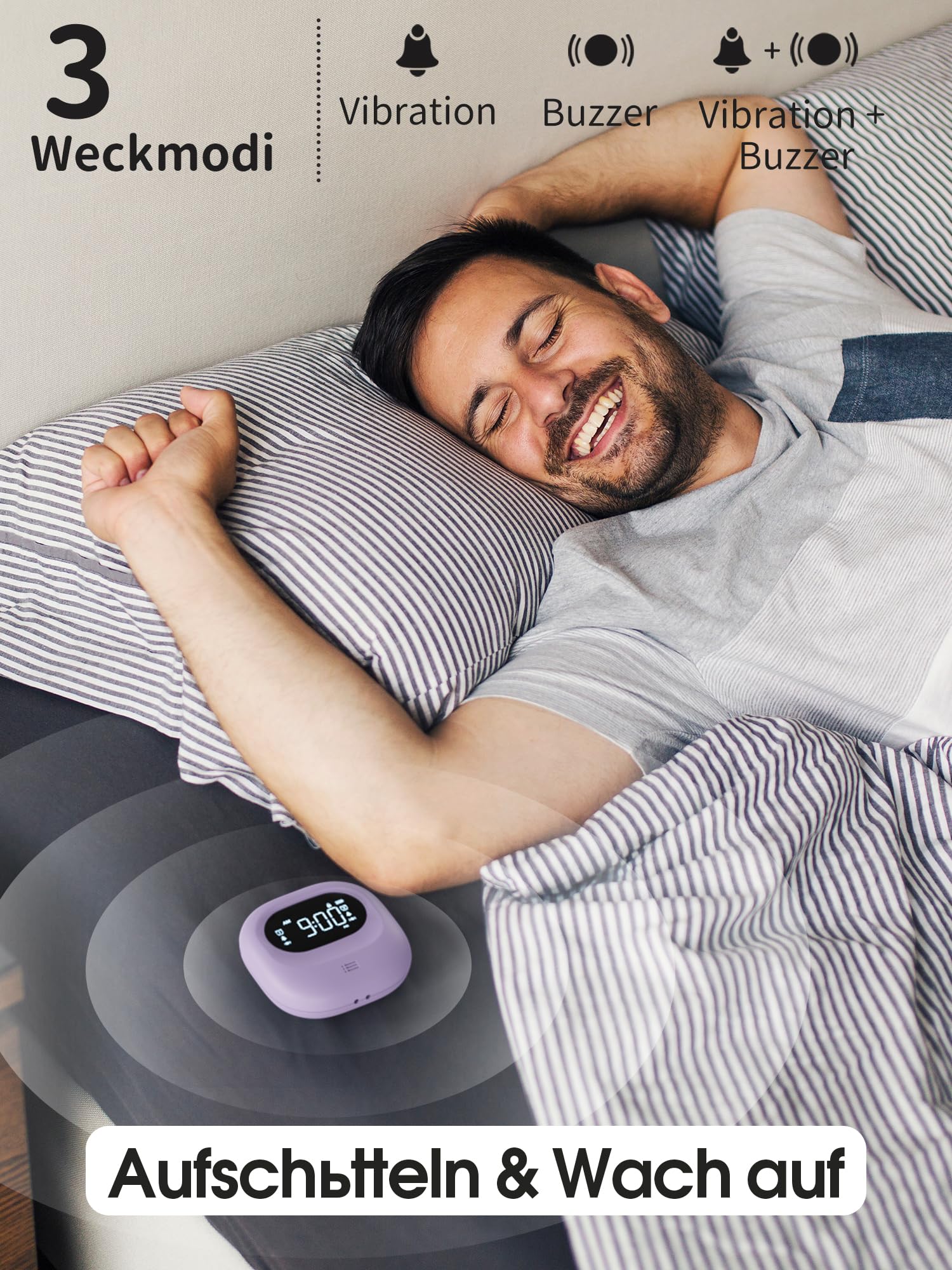 Amazon.de: Wecker Laut fr Tiefschlfer | Vibrationswecker unter dem  Kopfkissen | Kabellos Wecker Digital | 2 Weckzeiten & 3 Alarmmodi |  Einstellbare Vibration | Tragbare Digital Uhr | Fr Reisen Kinder Senioren