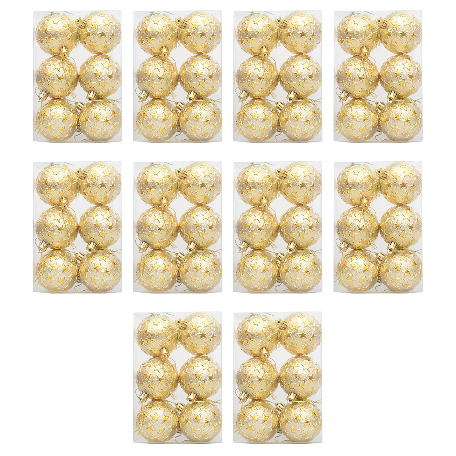 Pangboer Gold 10 Boxes Shimmering Christmas Tree Baubles Plastics Electroplated Ornaments For Festives Stylish Holidays Decorations Festives Hanging Charm